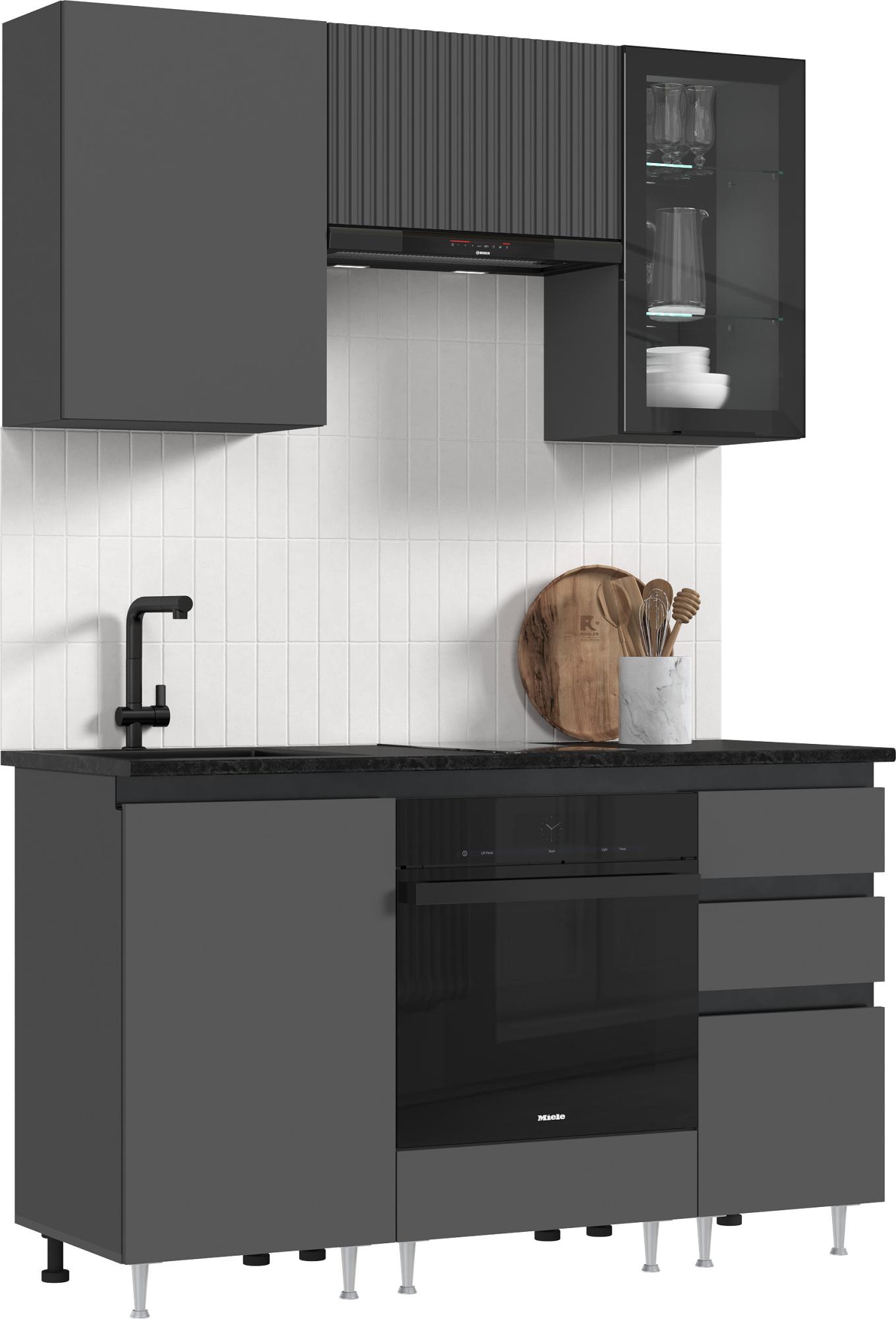 Кухня Техно-6 1,5м (Графит/Графит софт NEW)