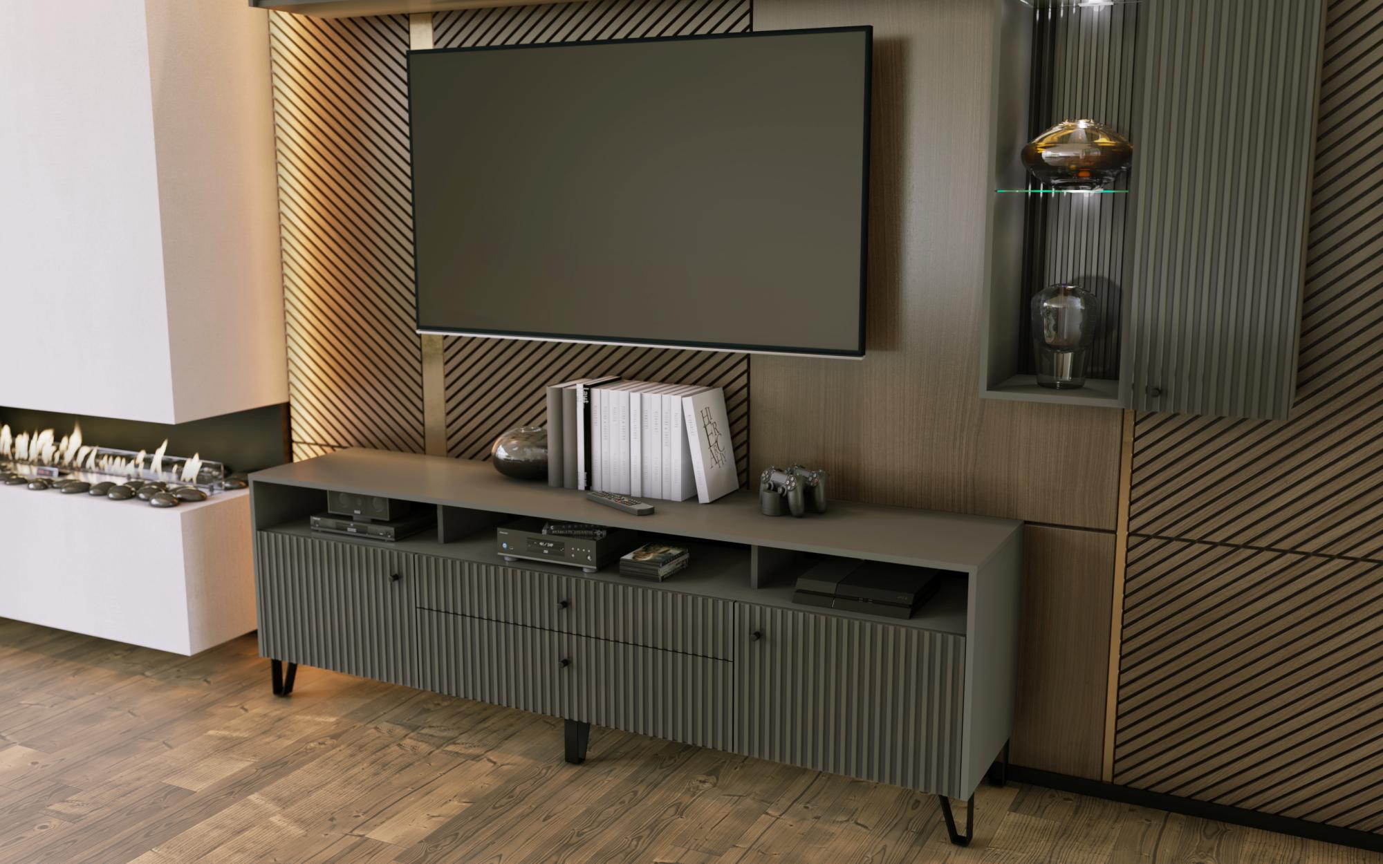 Тумба ТВ Оливия (металл), Графит, Графит Софт