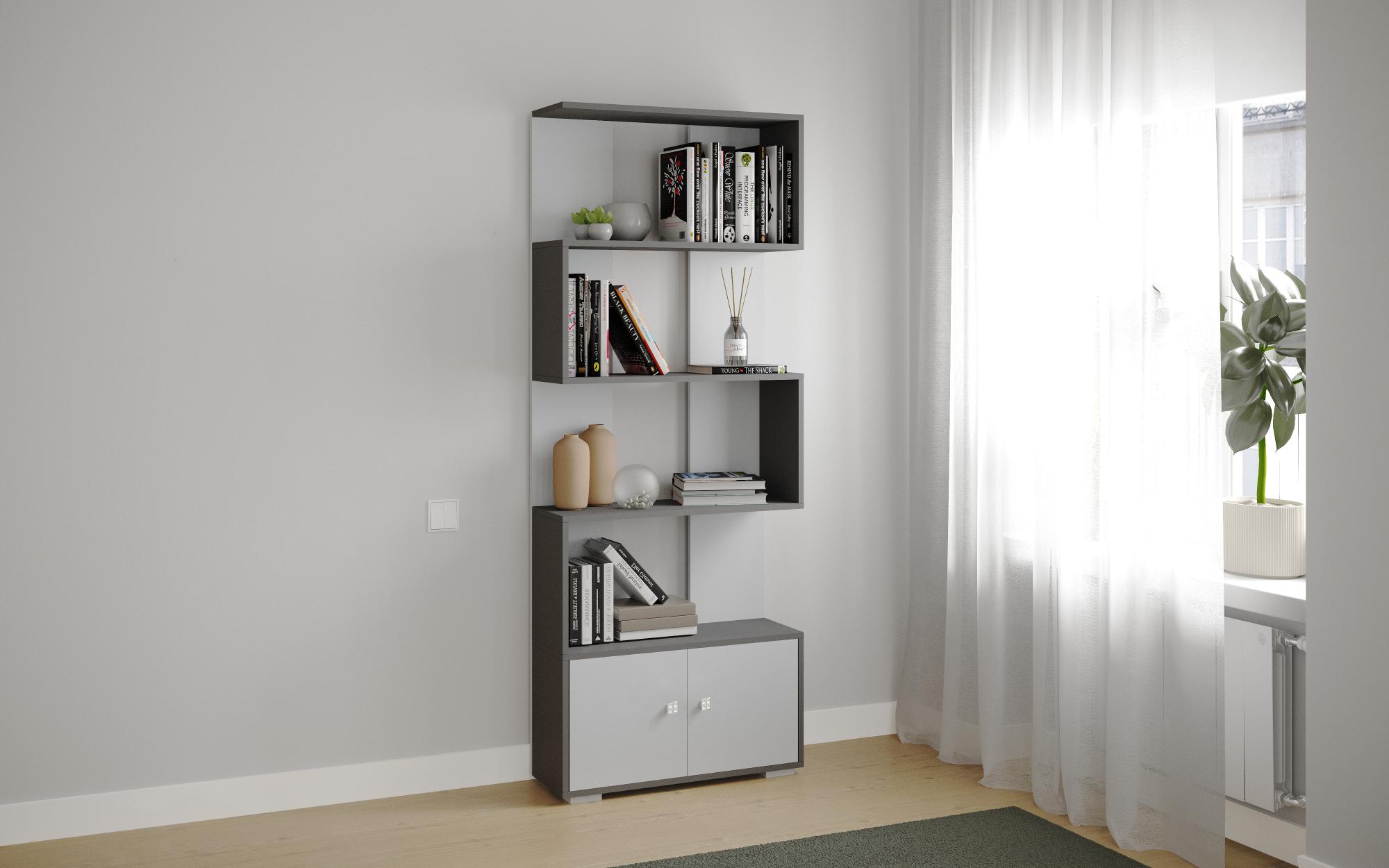 Стеллаж Ромео-2, Графит серый, серый камень