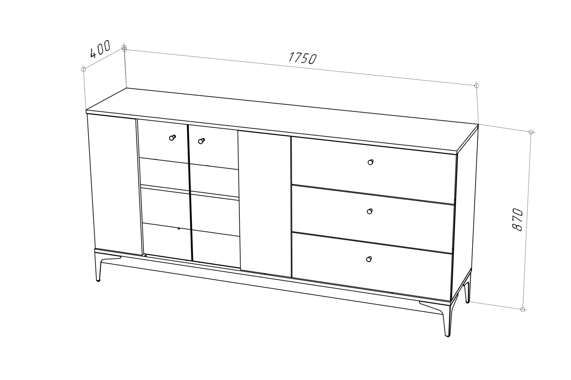 Комод Ариан КД-3 холодный серый / дуб артизан