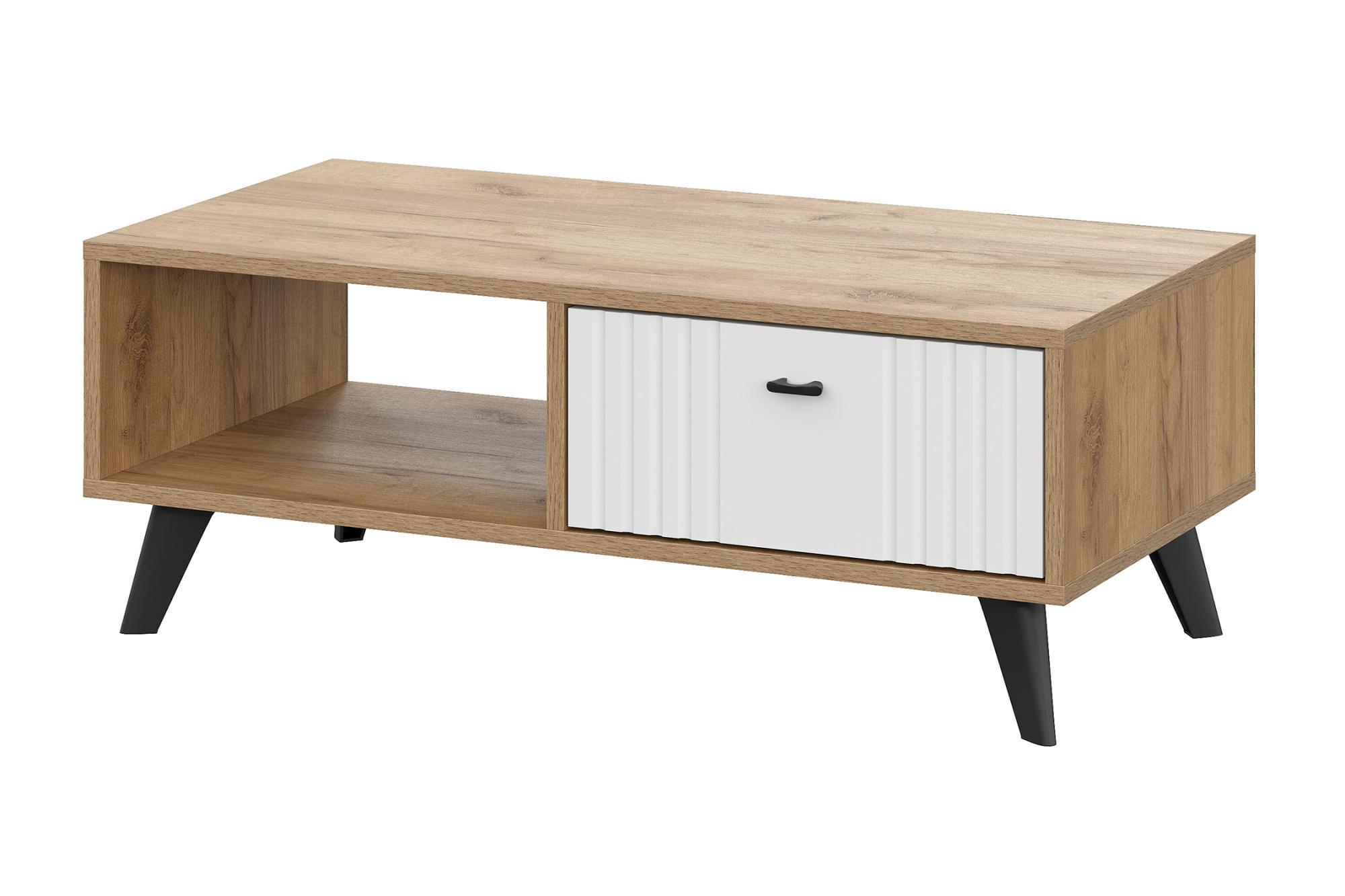 Стол журнальный Милан дуб золотой / белый матовый