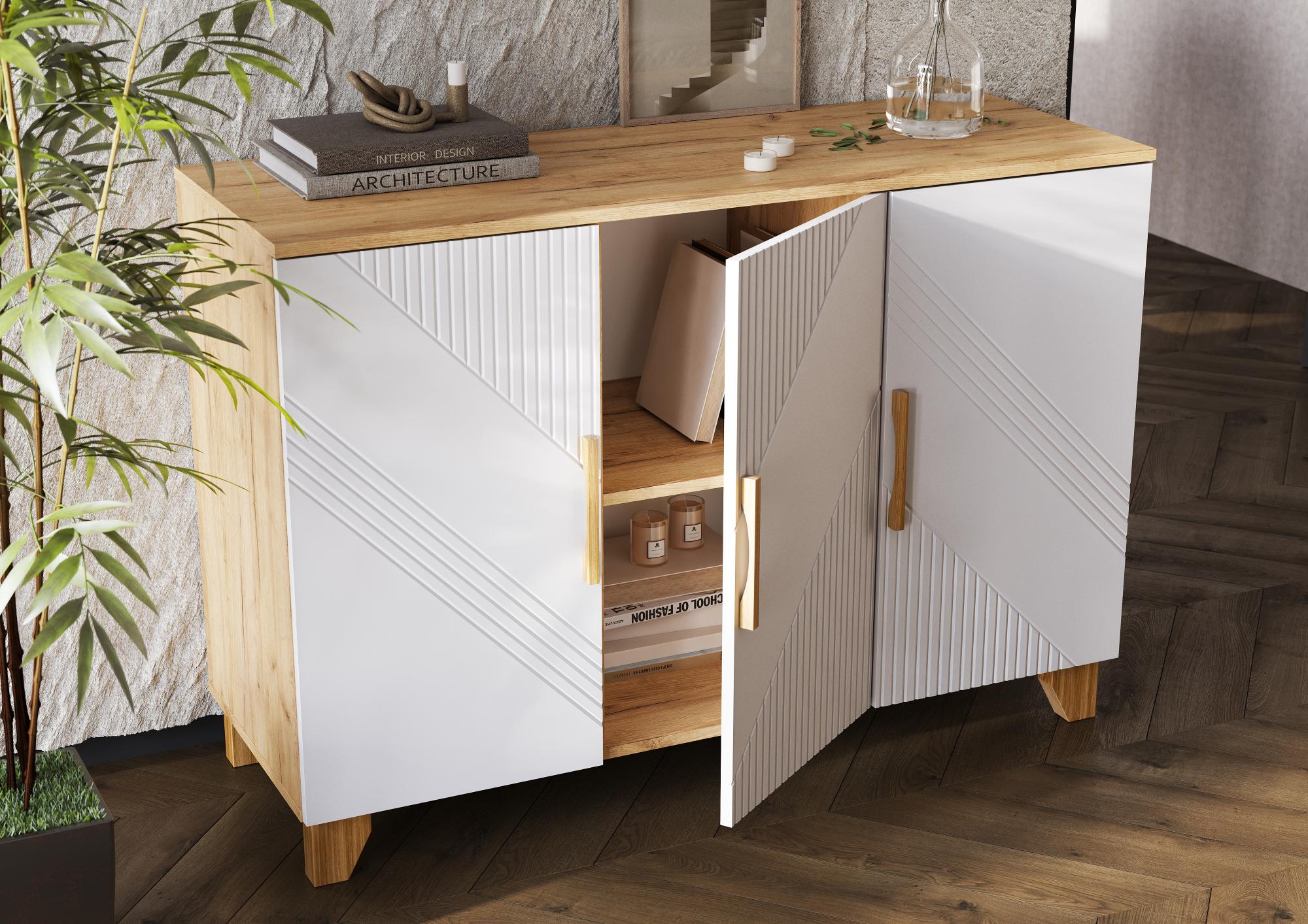 Комод Ирис (1200), Браш Вайт, Дуб Крафт