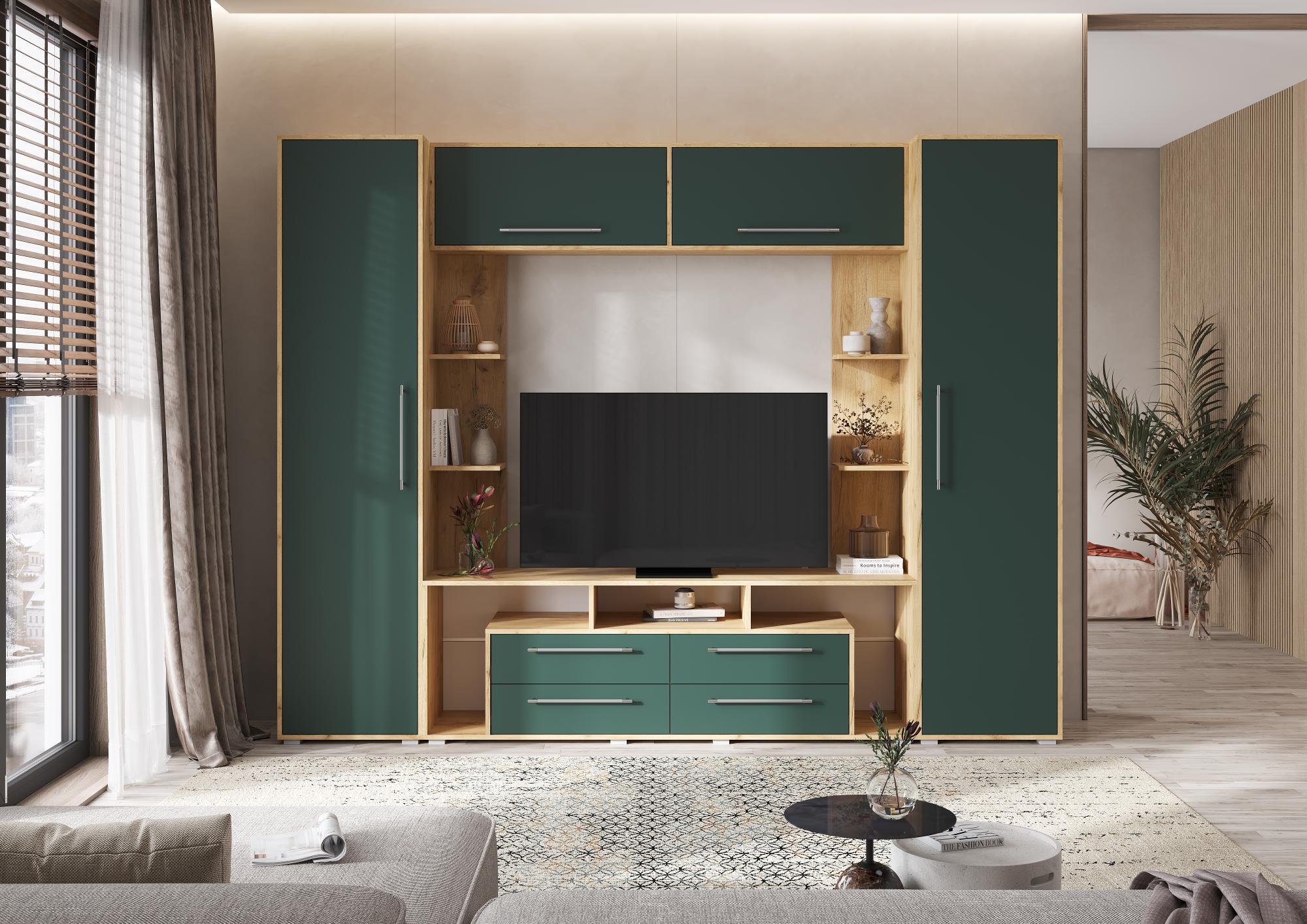 Гостиная Гармония, Браш Мени Грин, Дуб Крафт