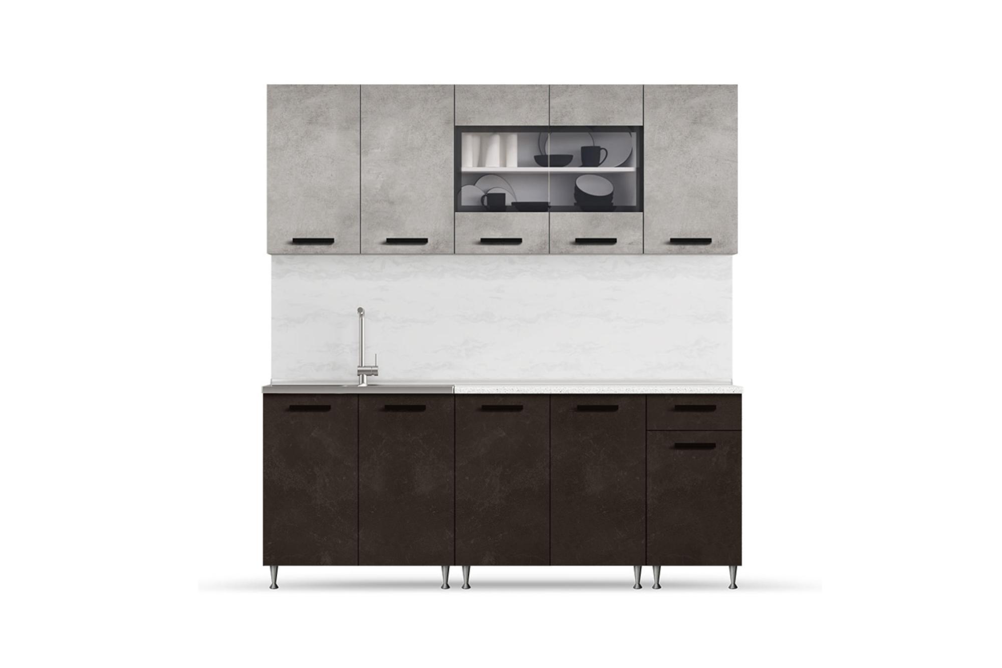 Кухня Рио 2.0 м бетон светлый / бетон темный