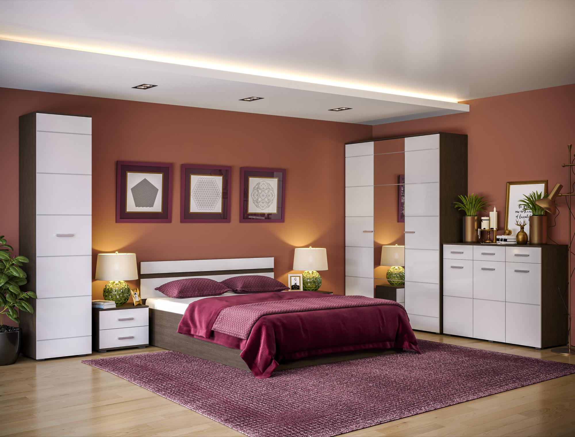 Пенал Нэнси New, Белый глянец холодный, Венге