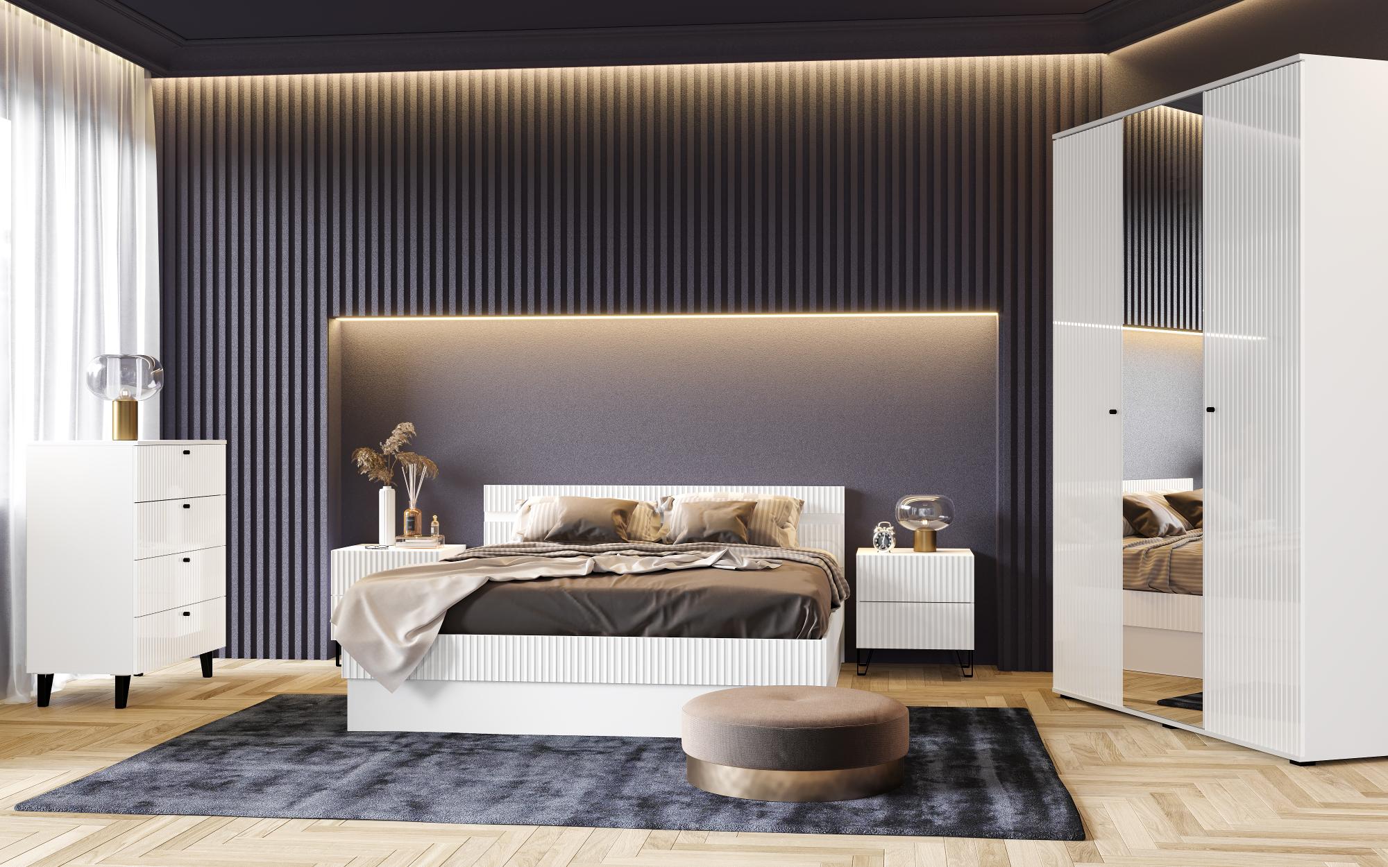 Тумба прикроватная Оливия (2 шт.), Белый, Белый Глянец