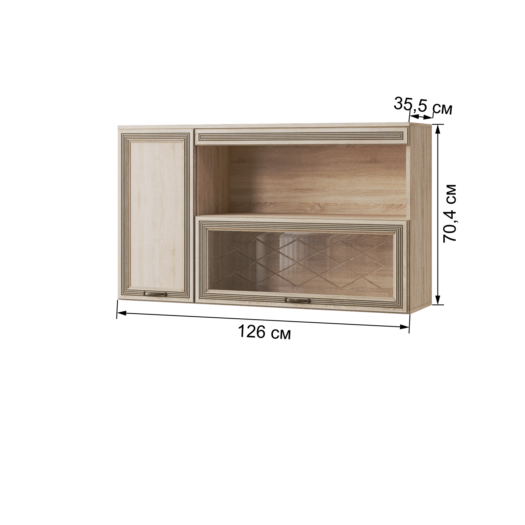 Полка навесная Ливорно ЛН-4, дуб