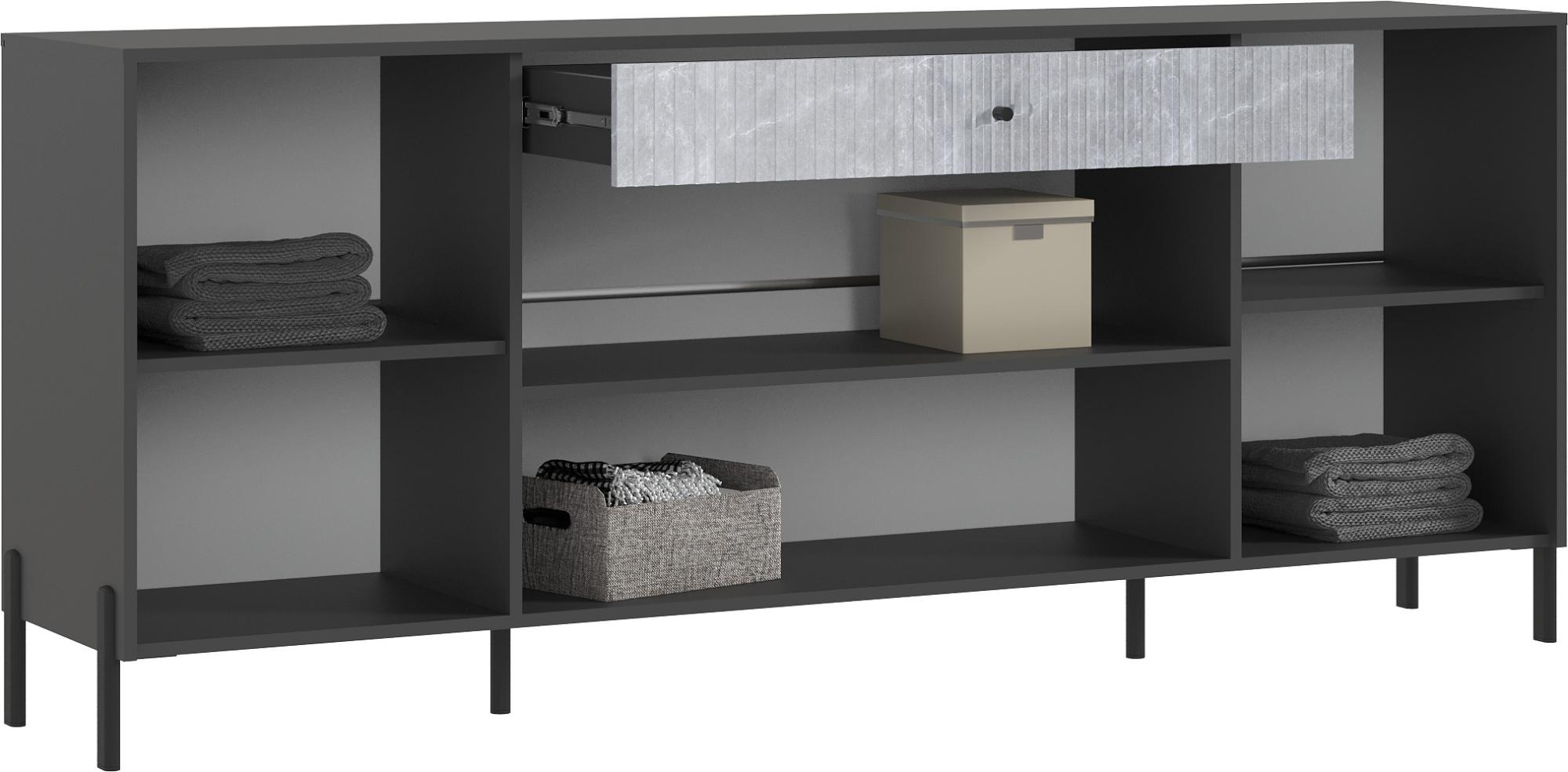 Комод Оливия (металл), Графит, Мрамор Глянец