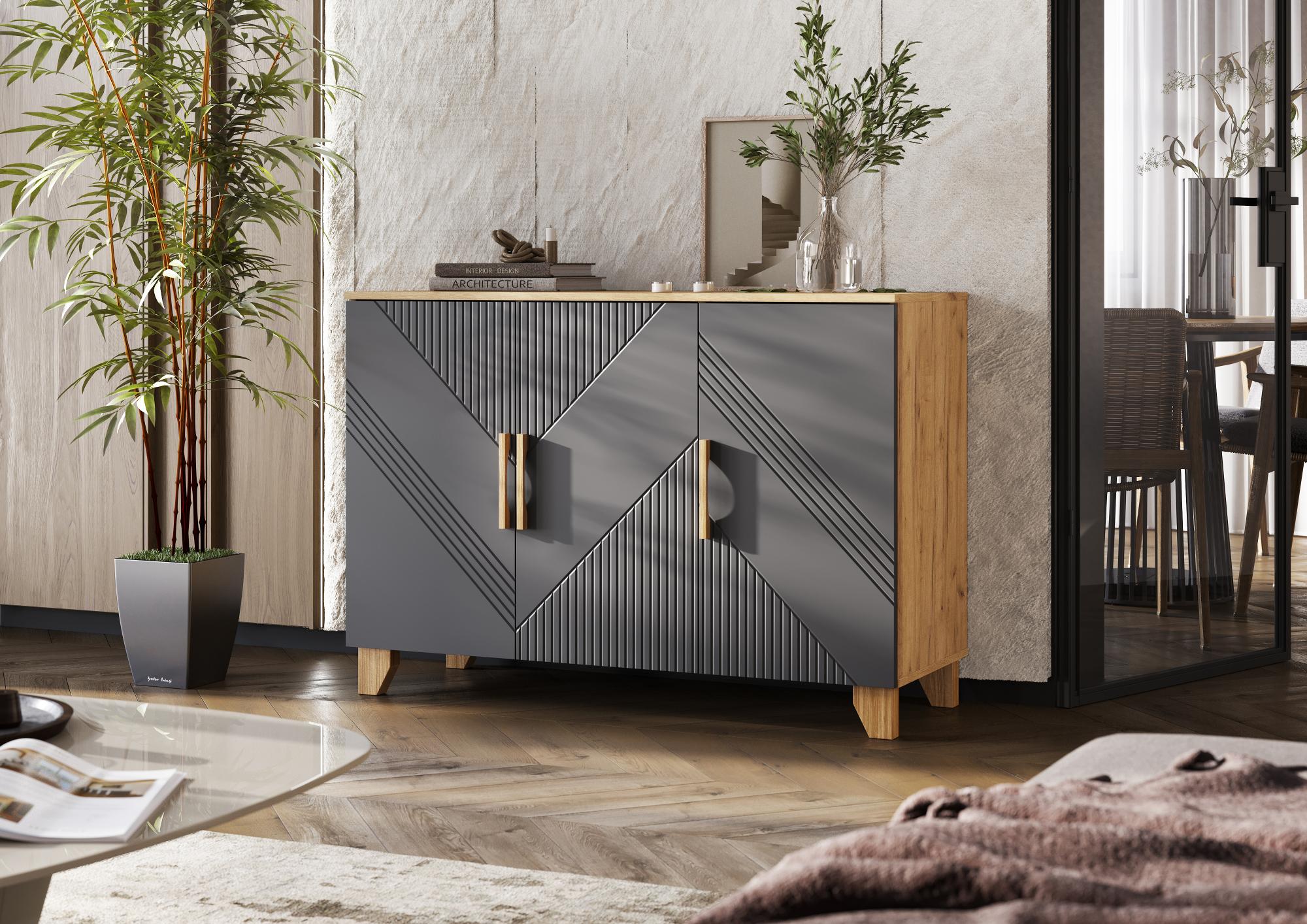 Комод Ирис (1200), Браш Вайт, Дуб Крафт