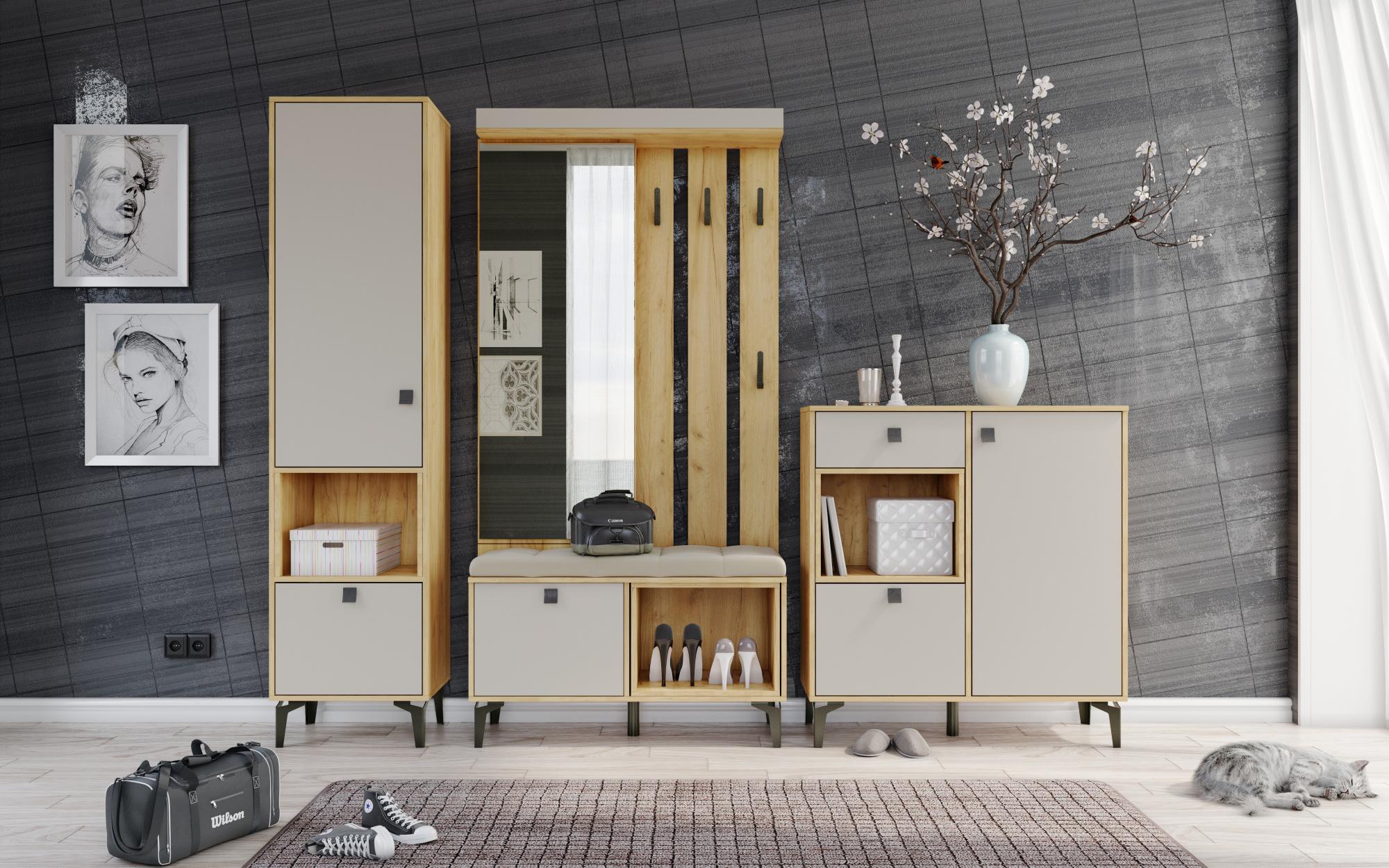 Центральная секция Милан дуб крафт золотой/кашемир