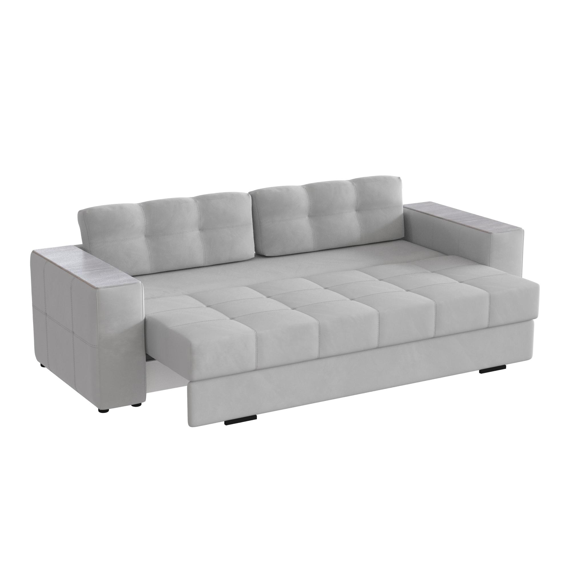 Диван раскладной Нави, светло-серый/мдф холст белый