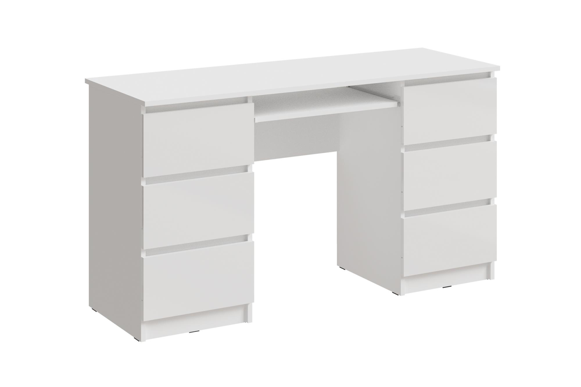 Стол письменный Челси 6 ящиков белый глянец / белый