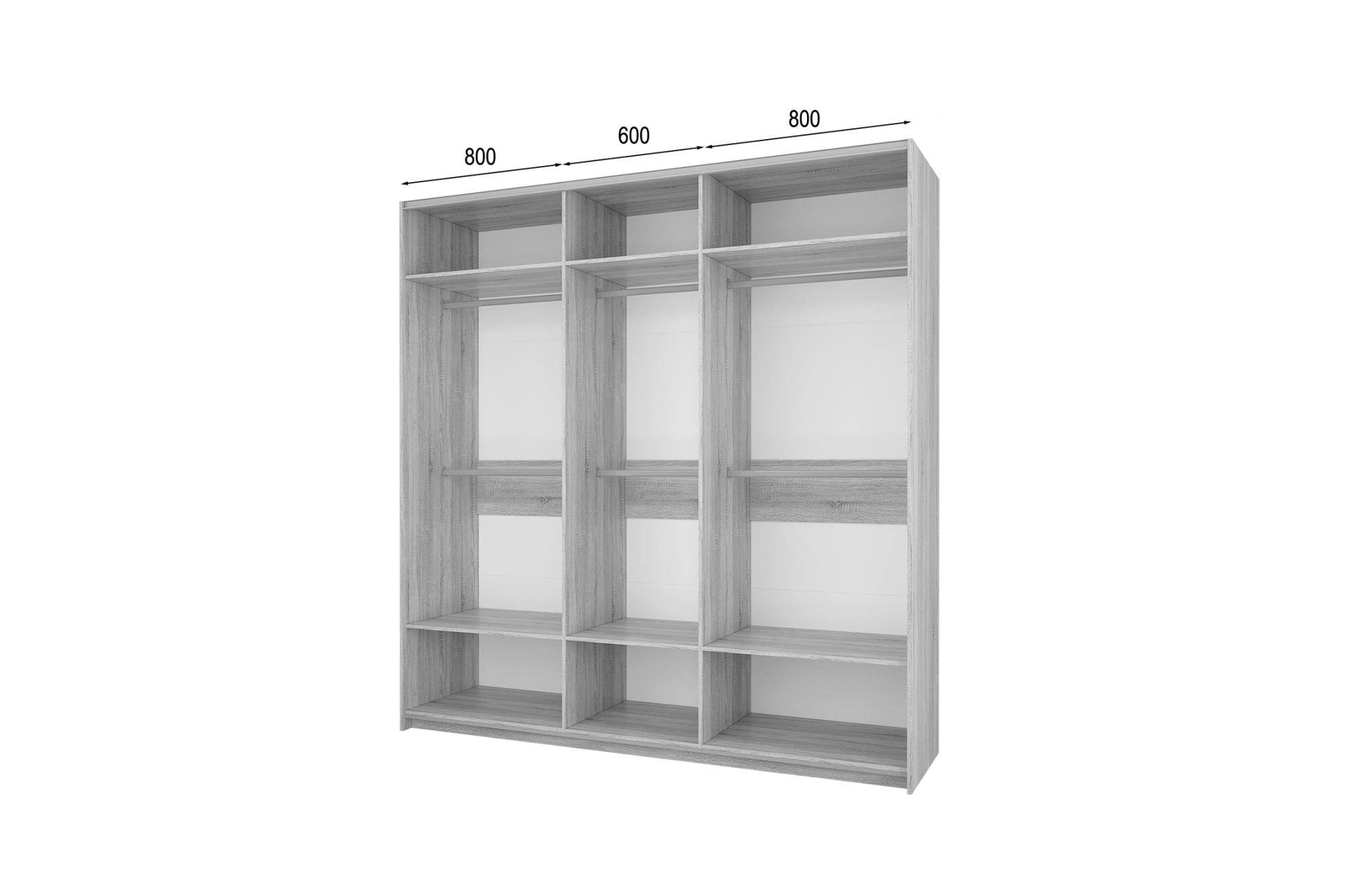 Шкаф-купе Fortune-14 2.2 м тип 3 сонома / белый / зеркало