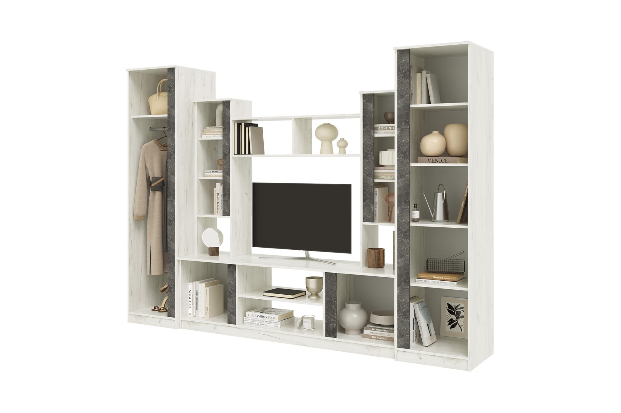 Гостиная Атлантида-5 бетон темный / дуб крафт белый