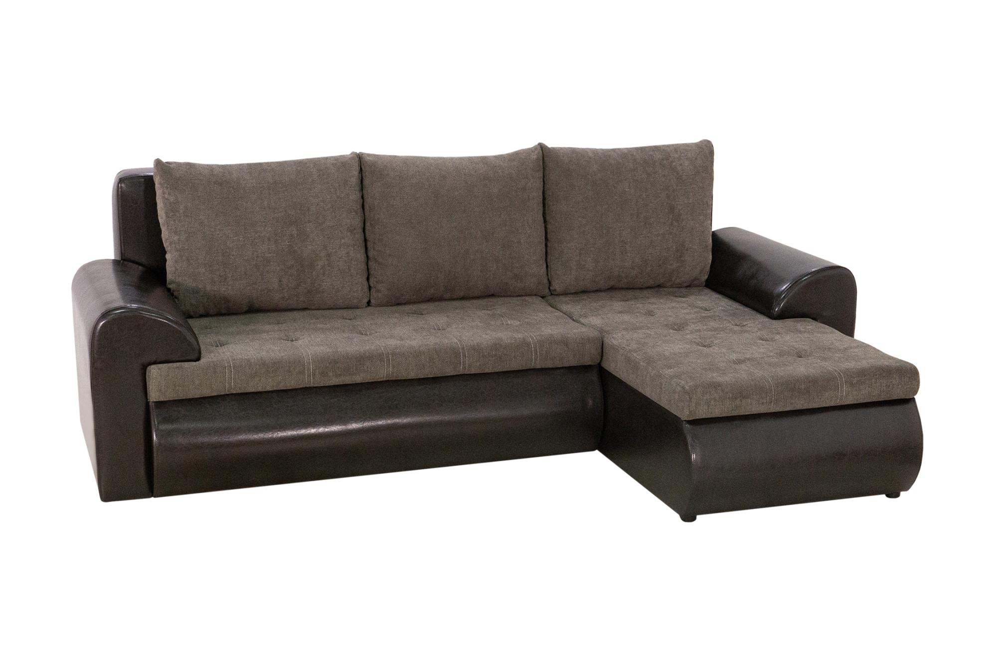 Диван угловой еврокнижка Цезарь коричневый