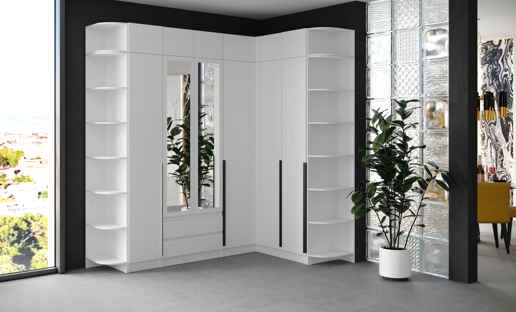 Шкаф Мадрид (0,85) с зеркалом белый