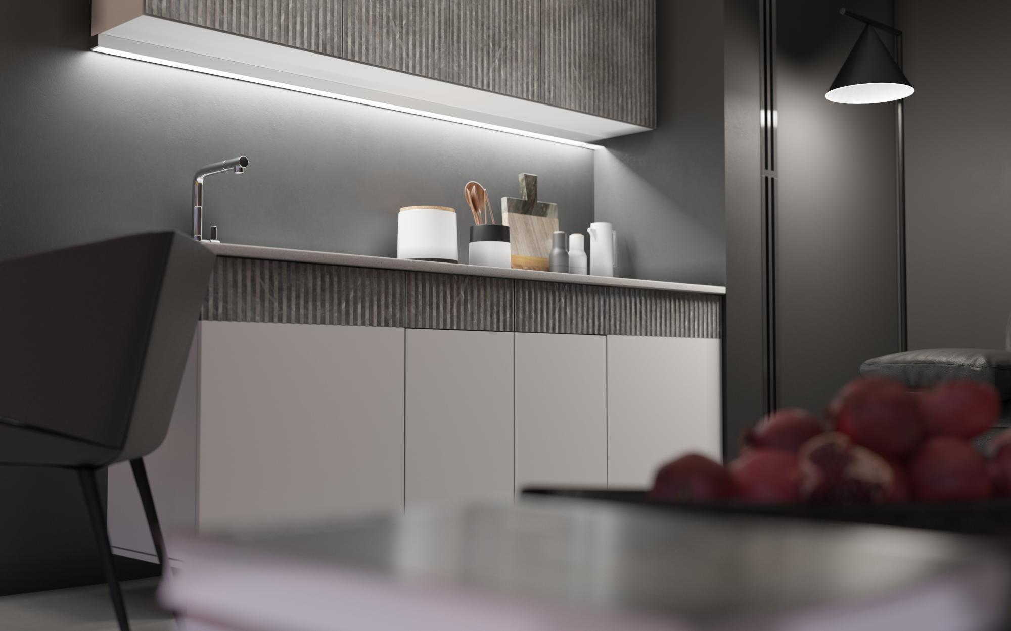 Кухня Оливия NEW 2,0м, Белый глянец холодный / Мрамор глянец