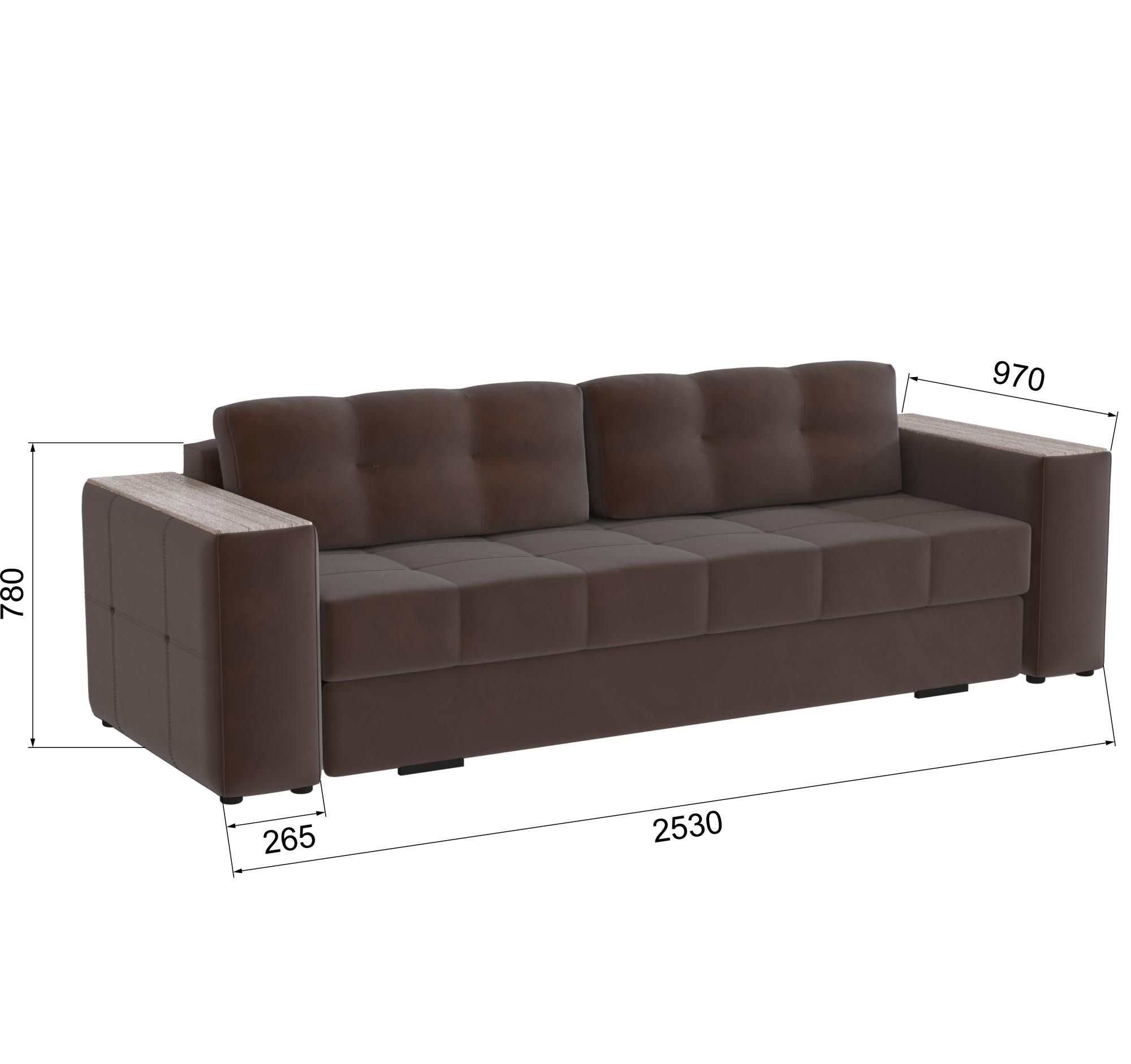 Диван раскладной Нави, коричневый/мдф сандал белый