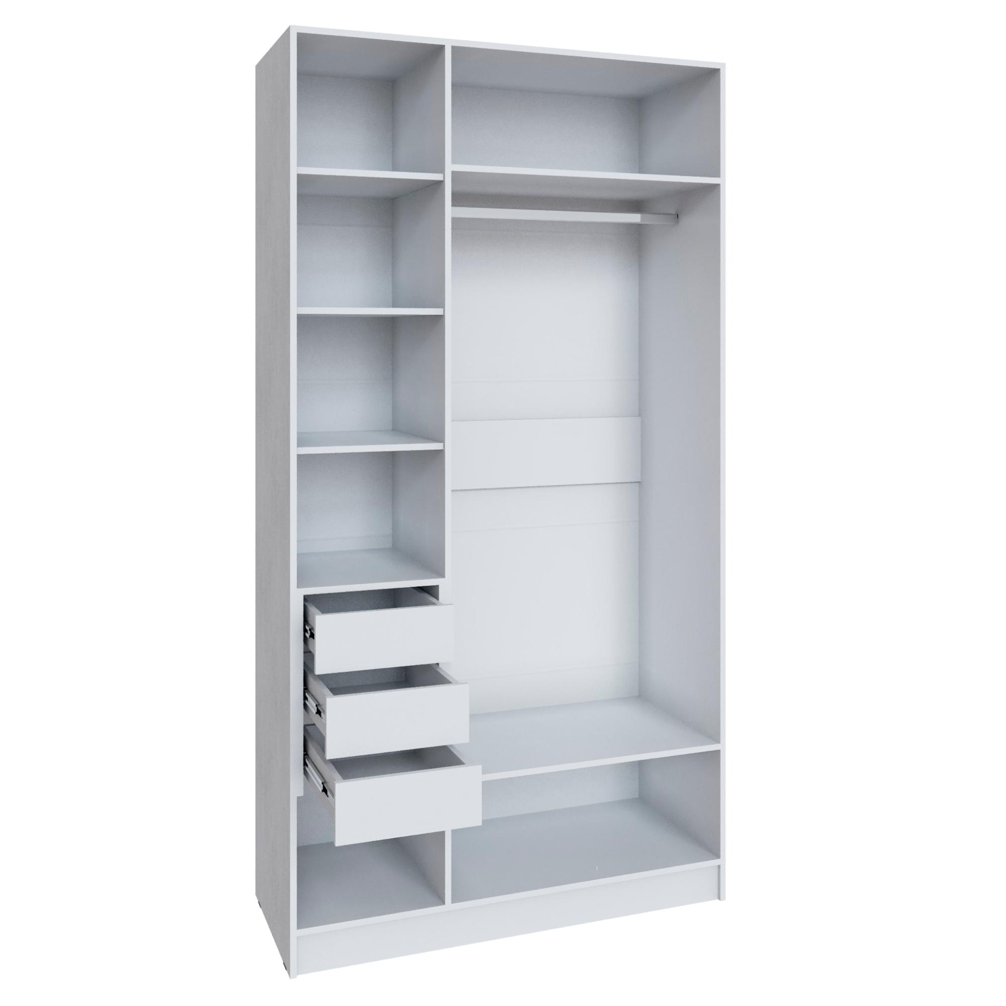 Шкаф Мадрид (1,2) с 3 ящ. внутри без зеркала белый/ателье светлое