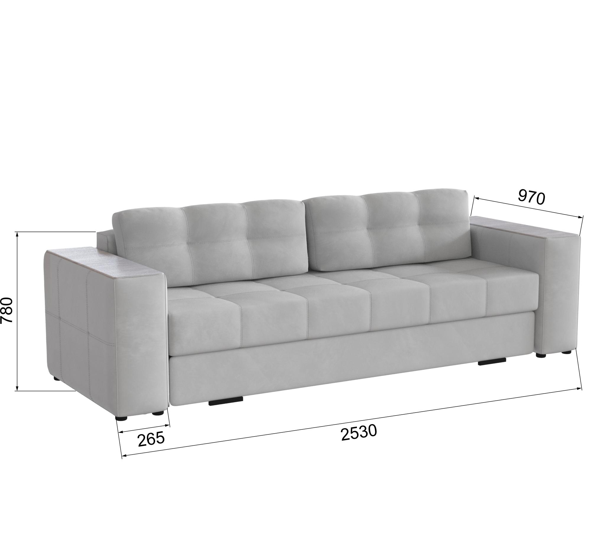 Диван раскладной Нави, светло-серый/мдф холст белый