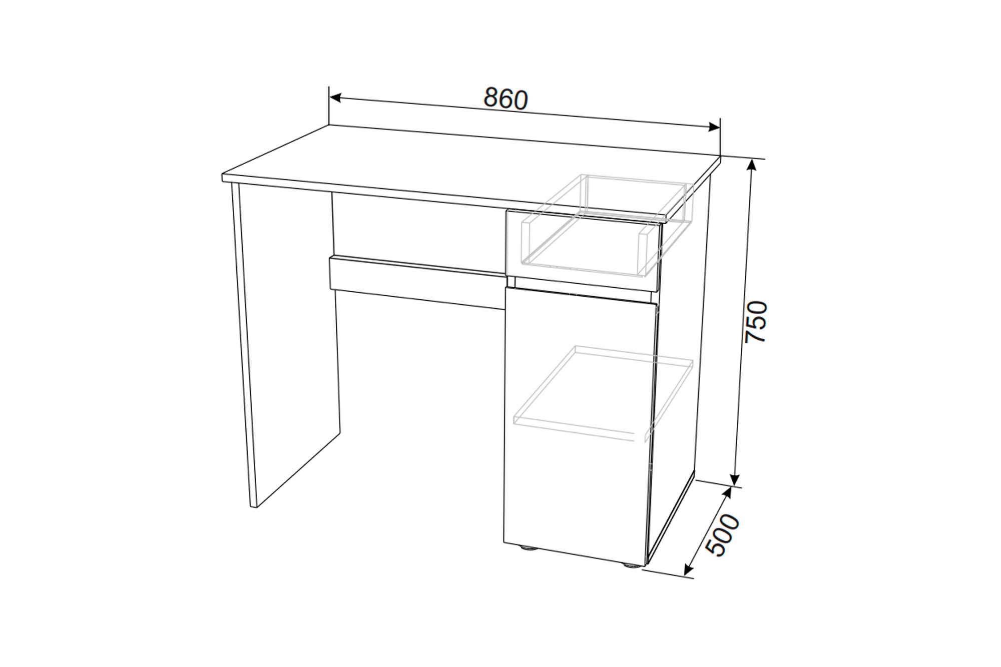 Стол письменный Грейс с тумбой белый текстурный