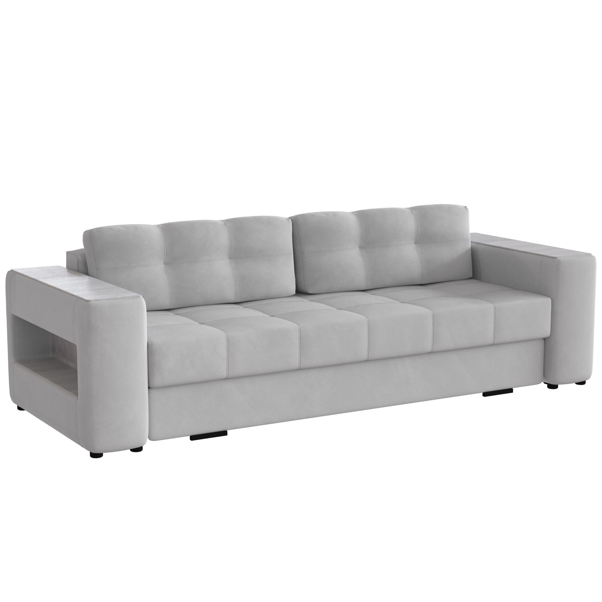 Диван раскладной Доро, светло-серый/мдф холст белый