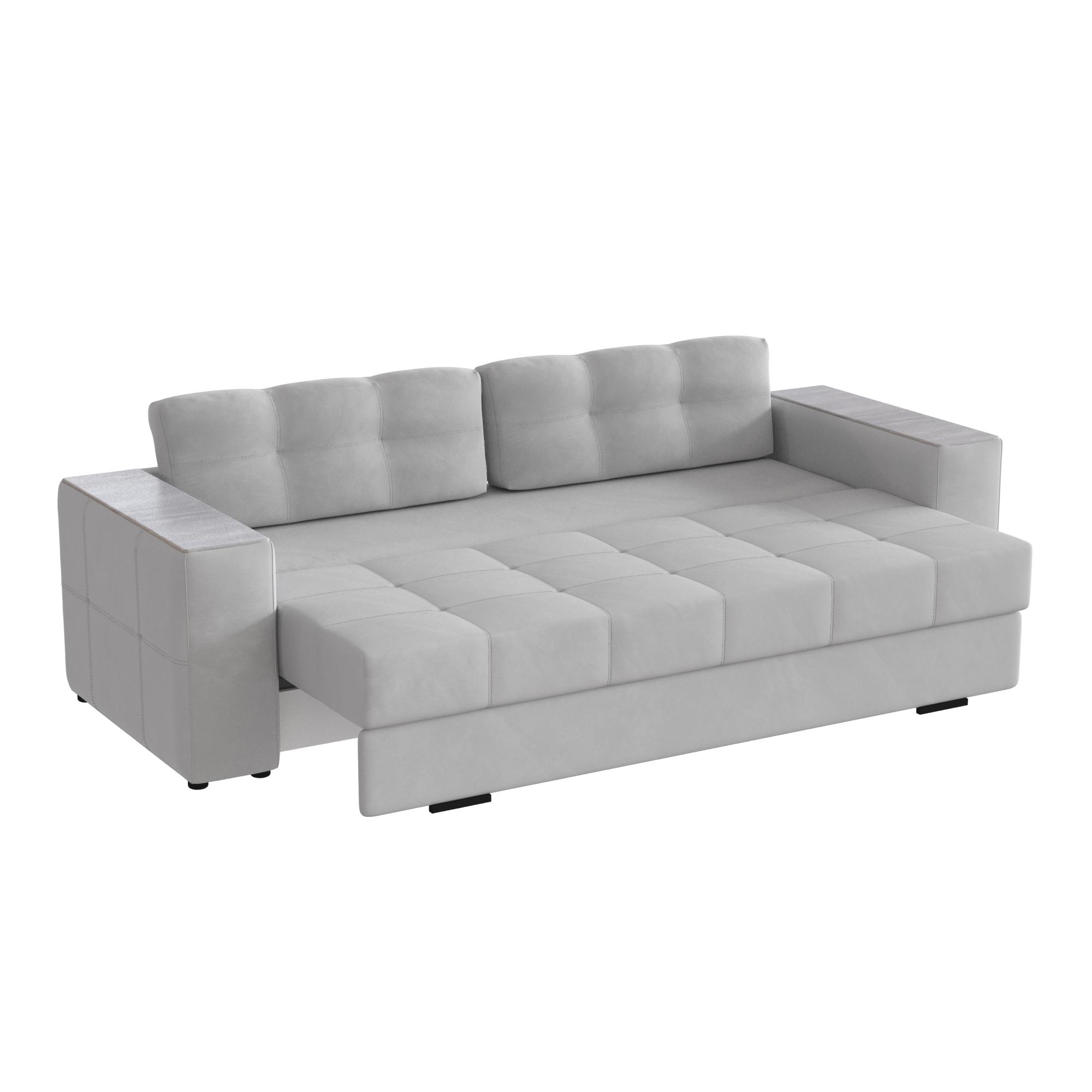 Диван раскладной Виконт, светло-серый/мдф холст белый