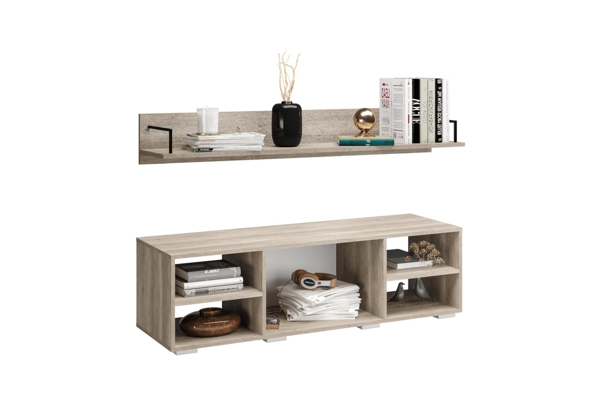 Тумба Наоми с навесной полкой дуб каньон / графит