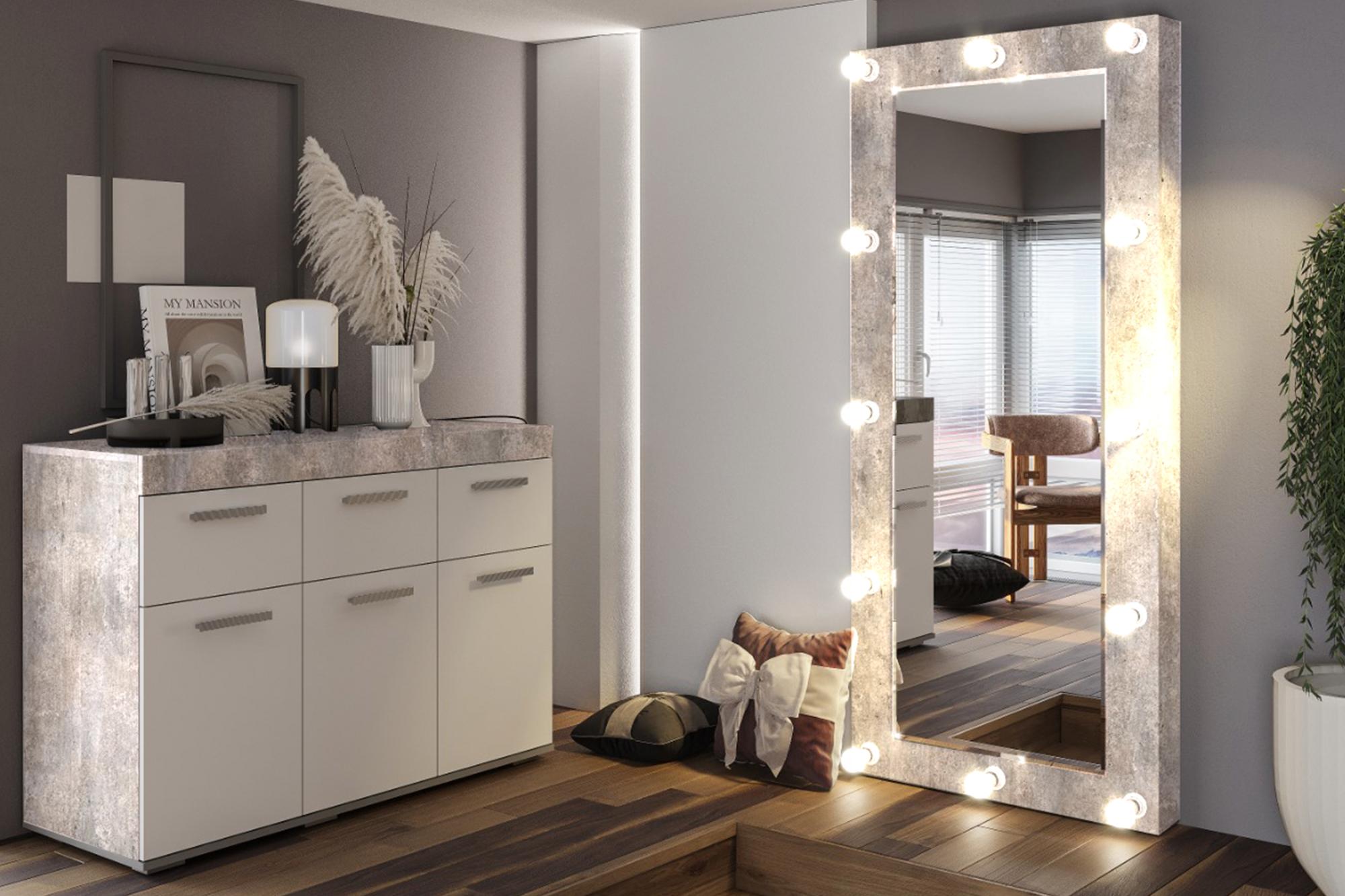 Зеркало большое Инстайл бетон