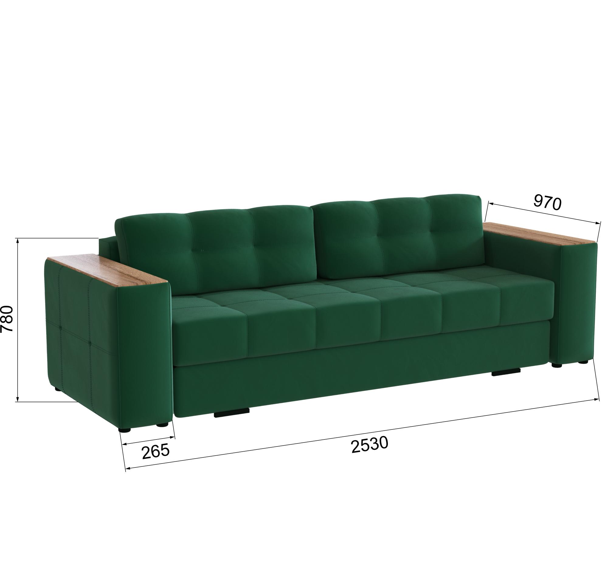 Диван раскладной Нави, изумруд/мдф дуб канадский