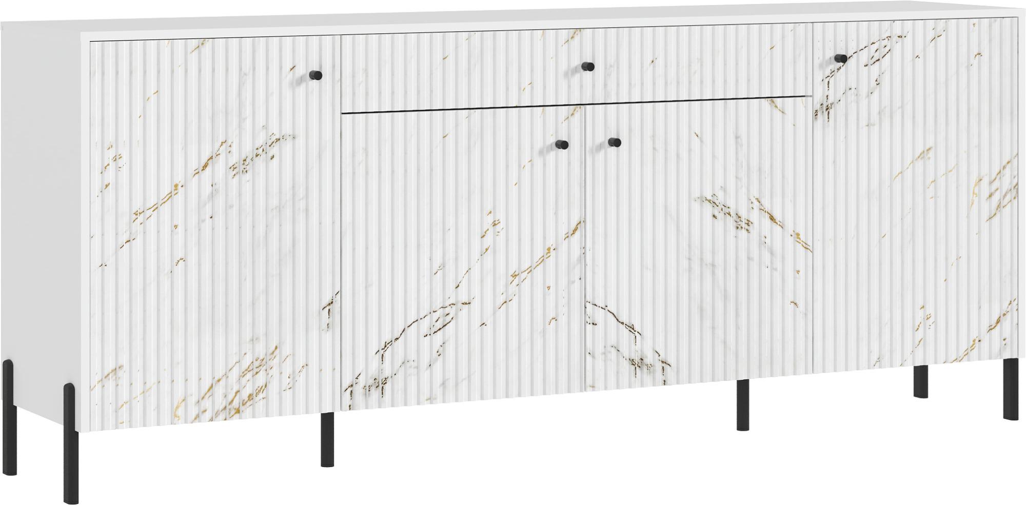 Комод Оливия (металл), Белый, Мрамор золото