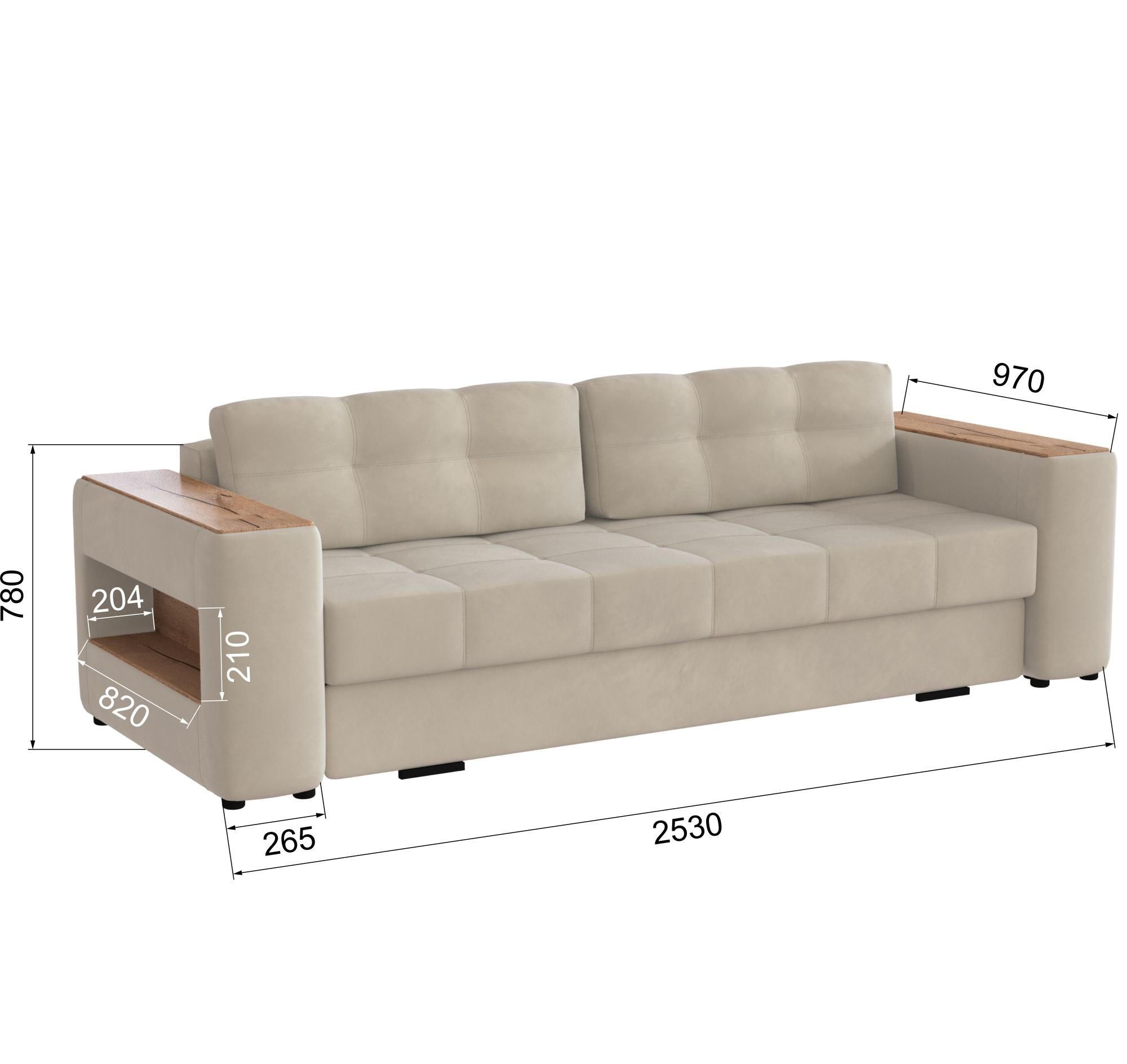 Диван раскладной Доро, бежевый/мдф дуб канадский