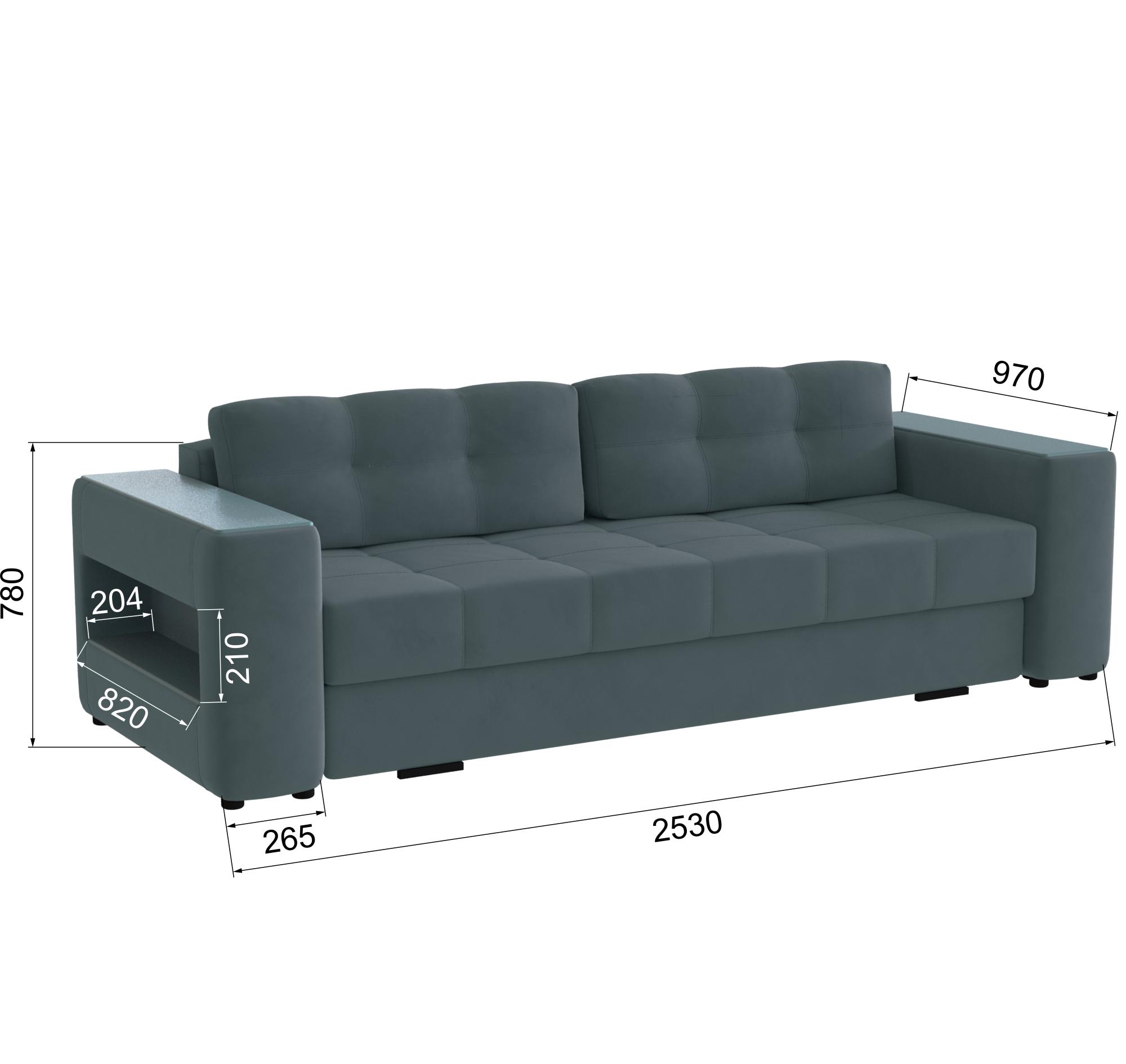 Диван раскладной Доро, серый/мдф бриз