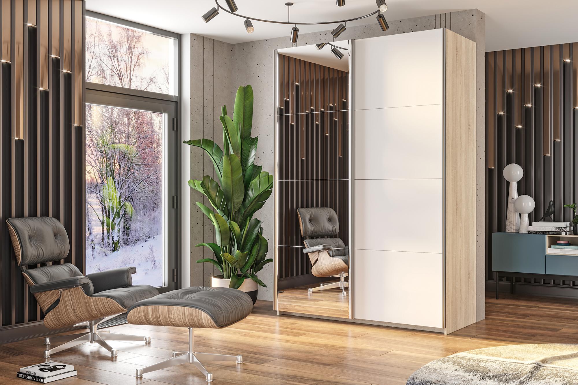 Шкаф-купе Fortune-2 1.8 м тип 3 сонома / белый / зеркало