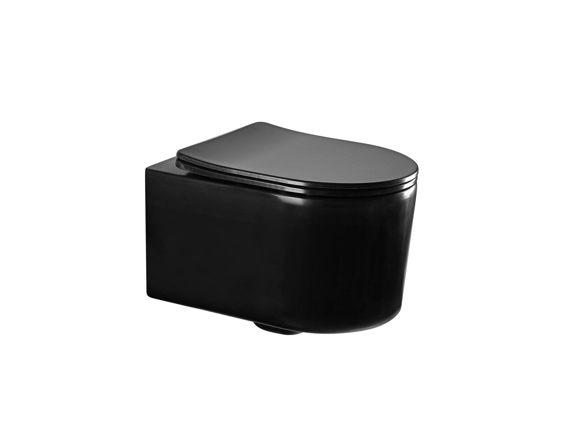 AQ2004-MB МИЯ Унитаз компакт подвесной безободковый 490*370*340мм, тонкое сиденье с механизмом плавного закрывания, крепеж