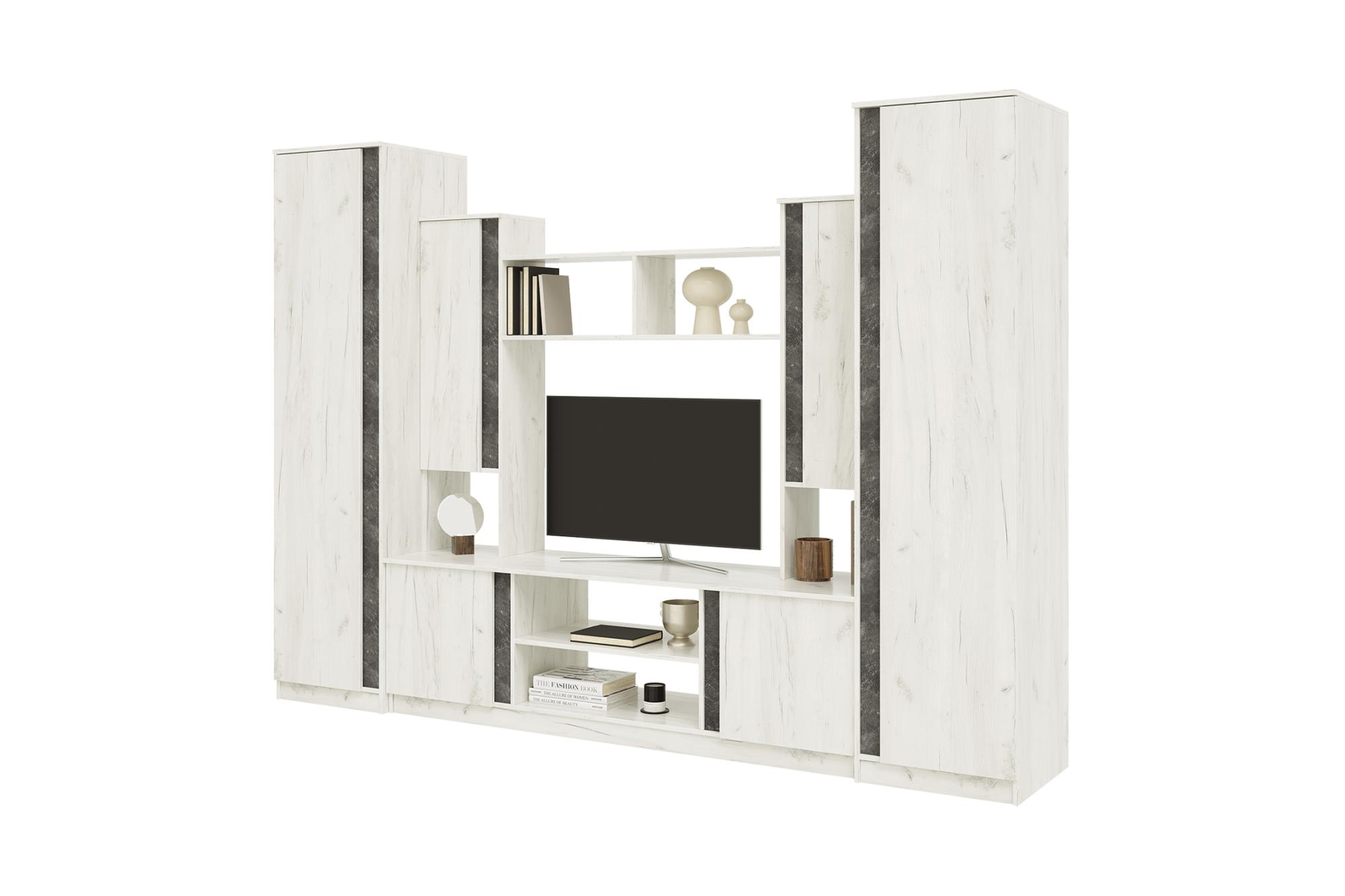 Гостиная Атлантида-5 бетон темный / дуб крафт белый