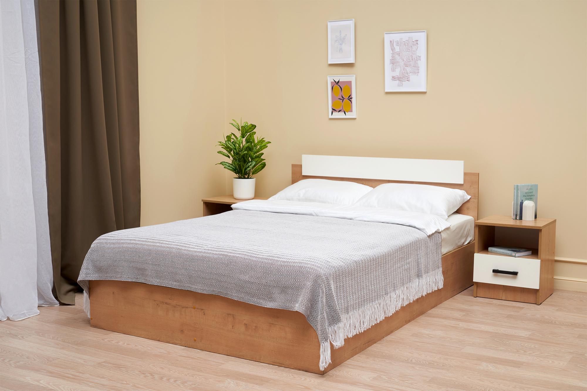 Кровать двухспальная Эко дуб вотан / белый