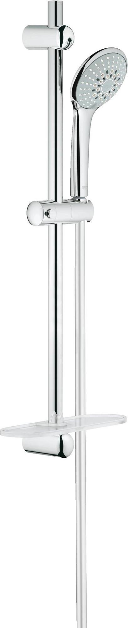 27232001 Euphoria Champagne 110 Душевой гарнитур III, душевая штанга 600 мм, шланг 1750 мм, полочка, хром