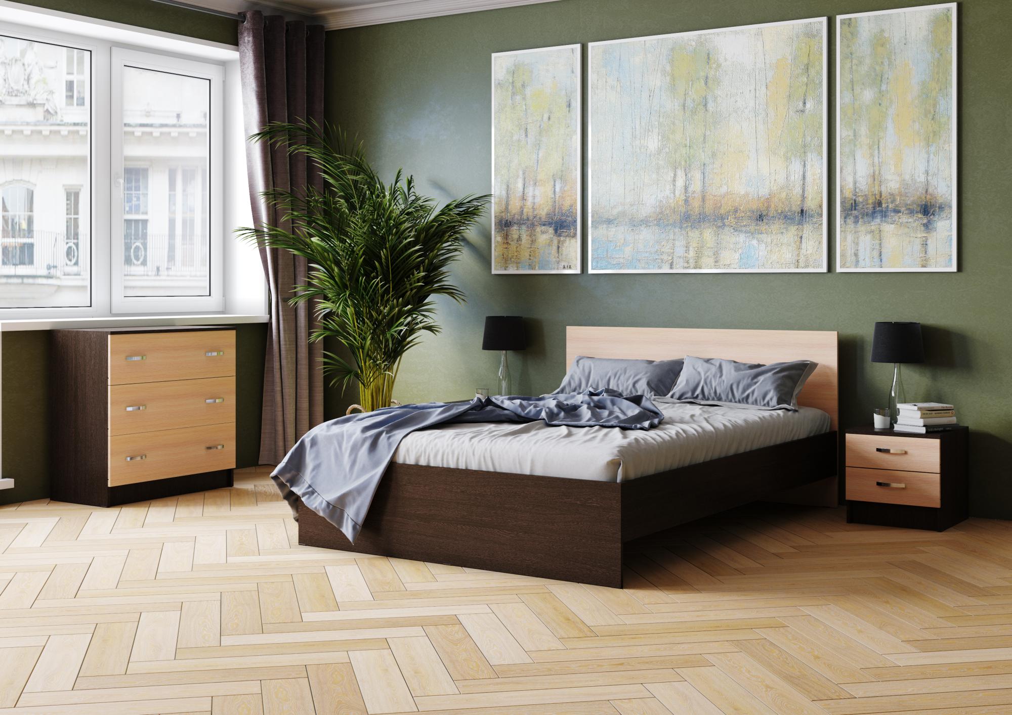 Кровать Ронда с основанием(1,6м) венге/дуб молочный