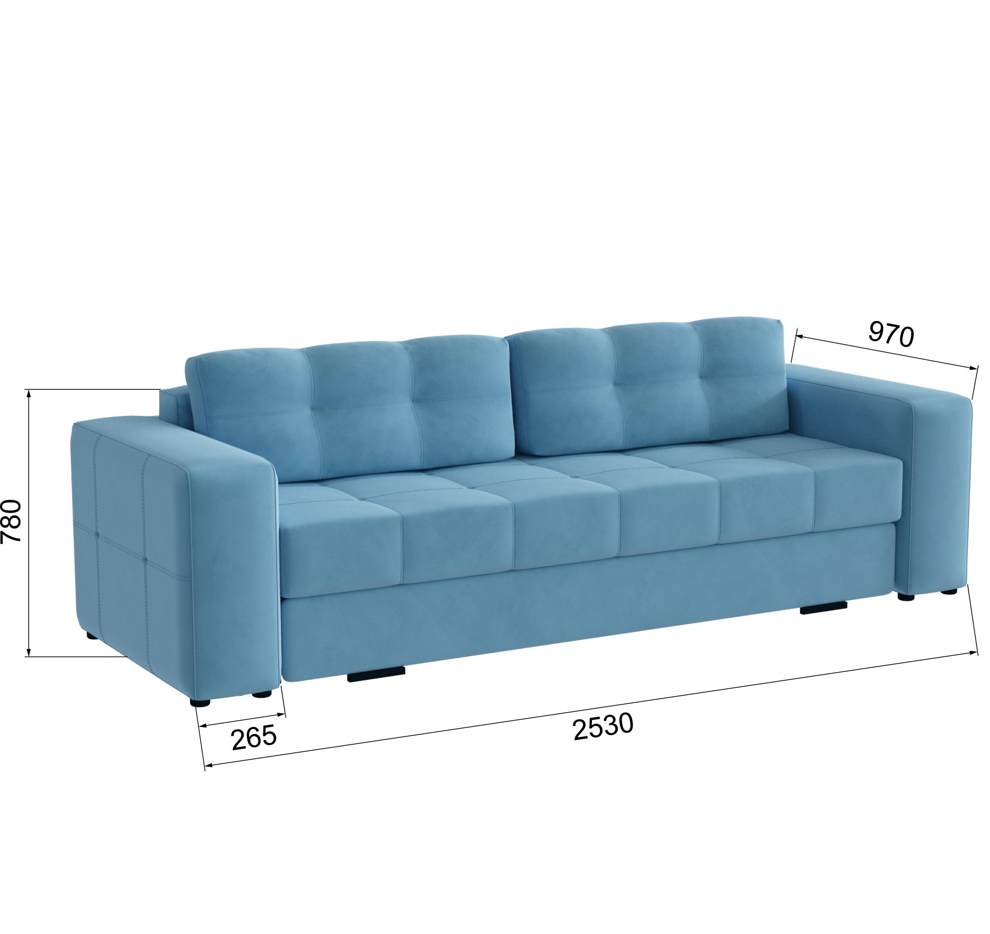 Диван раскладной Верден, светло-голубой