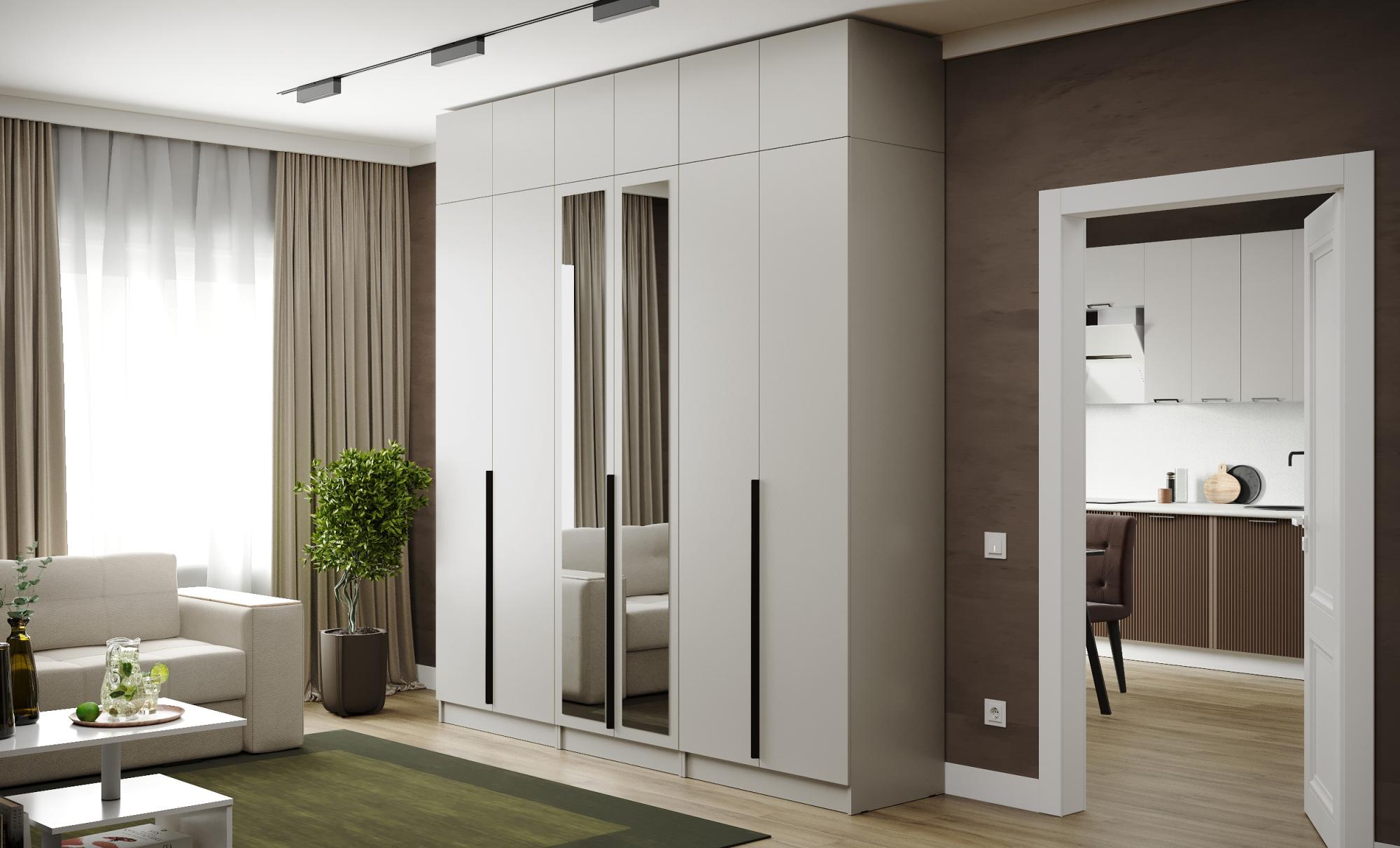 Шкаф Мадрид (2,0)  с 3 ящ. внутри с зеркалом кашемир