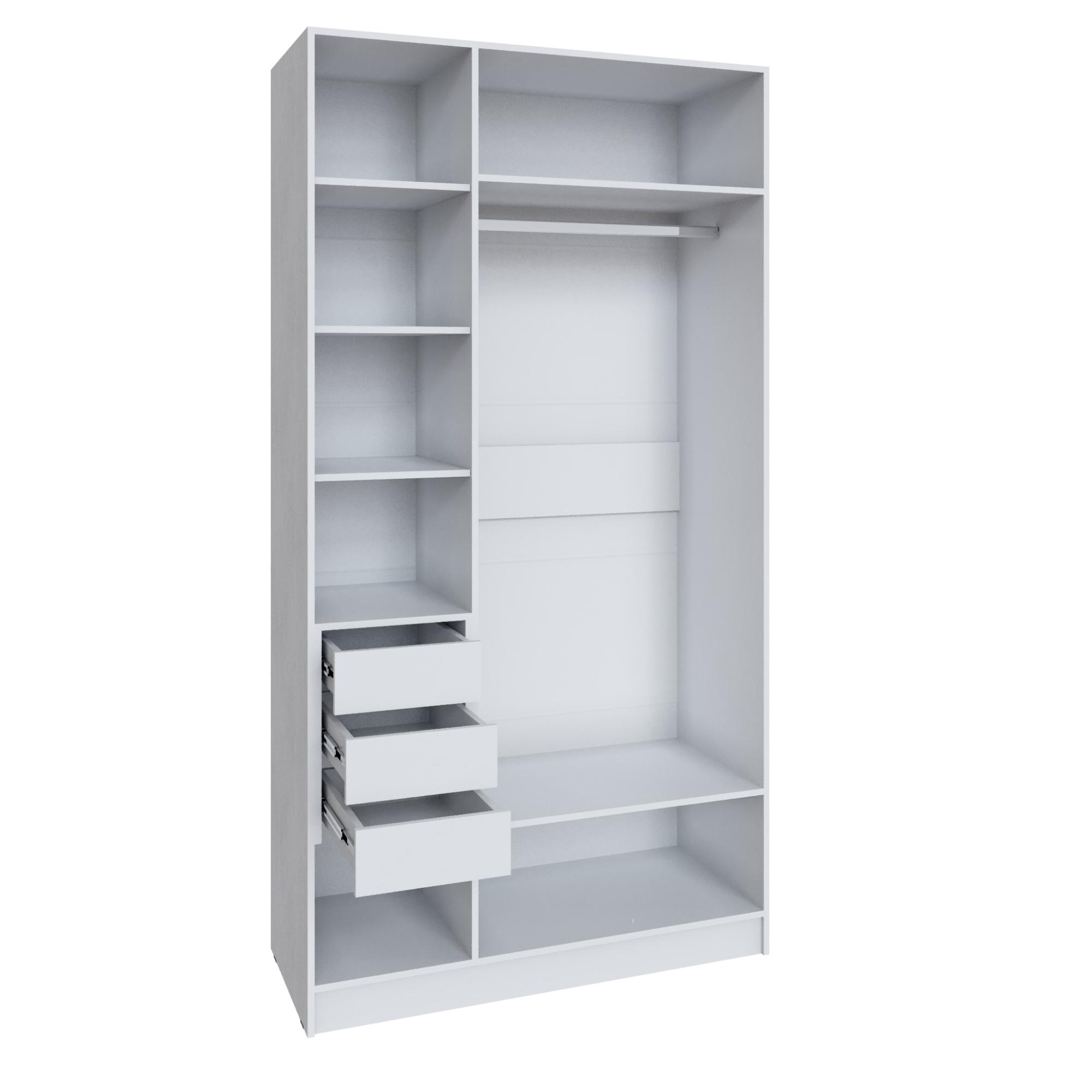 Шкаф Мадрид (1,2) с 3 ящ. внутри без зеркала белый