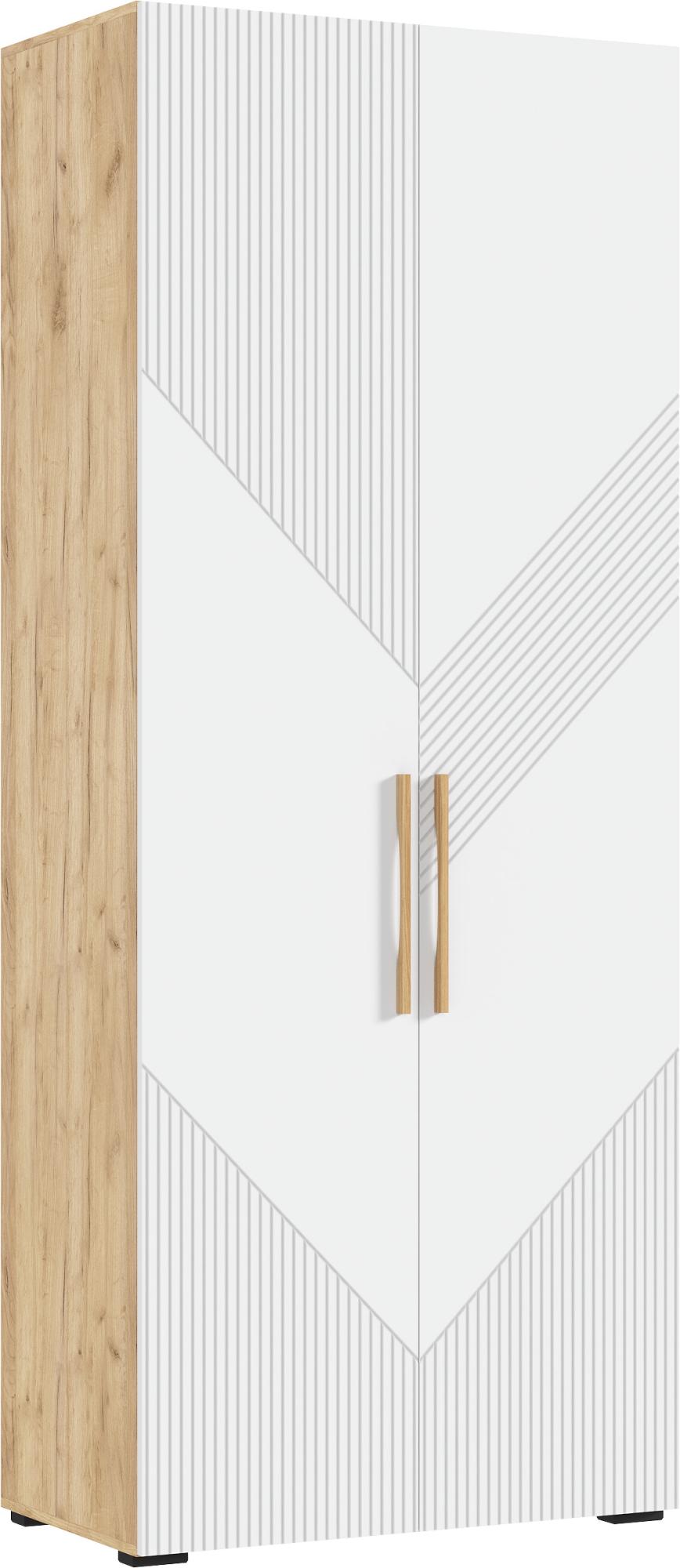 Шкаф двухстворчатый Ирис, Браш Вайт, Дуб Крафт