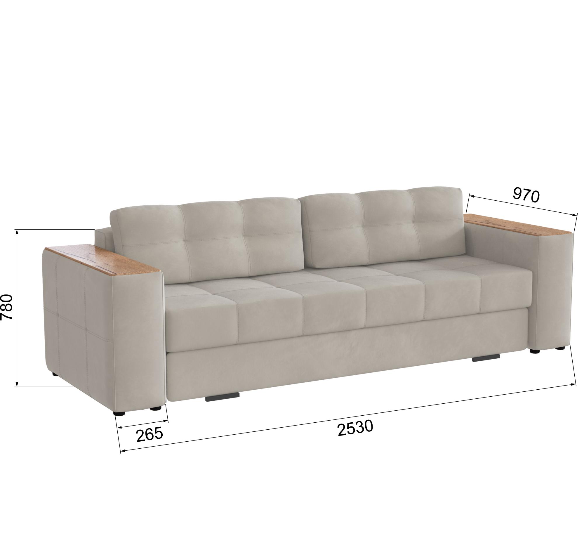 Диван раскладной Нави, бежевый/мдф дуб канадский