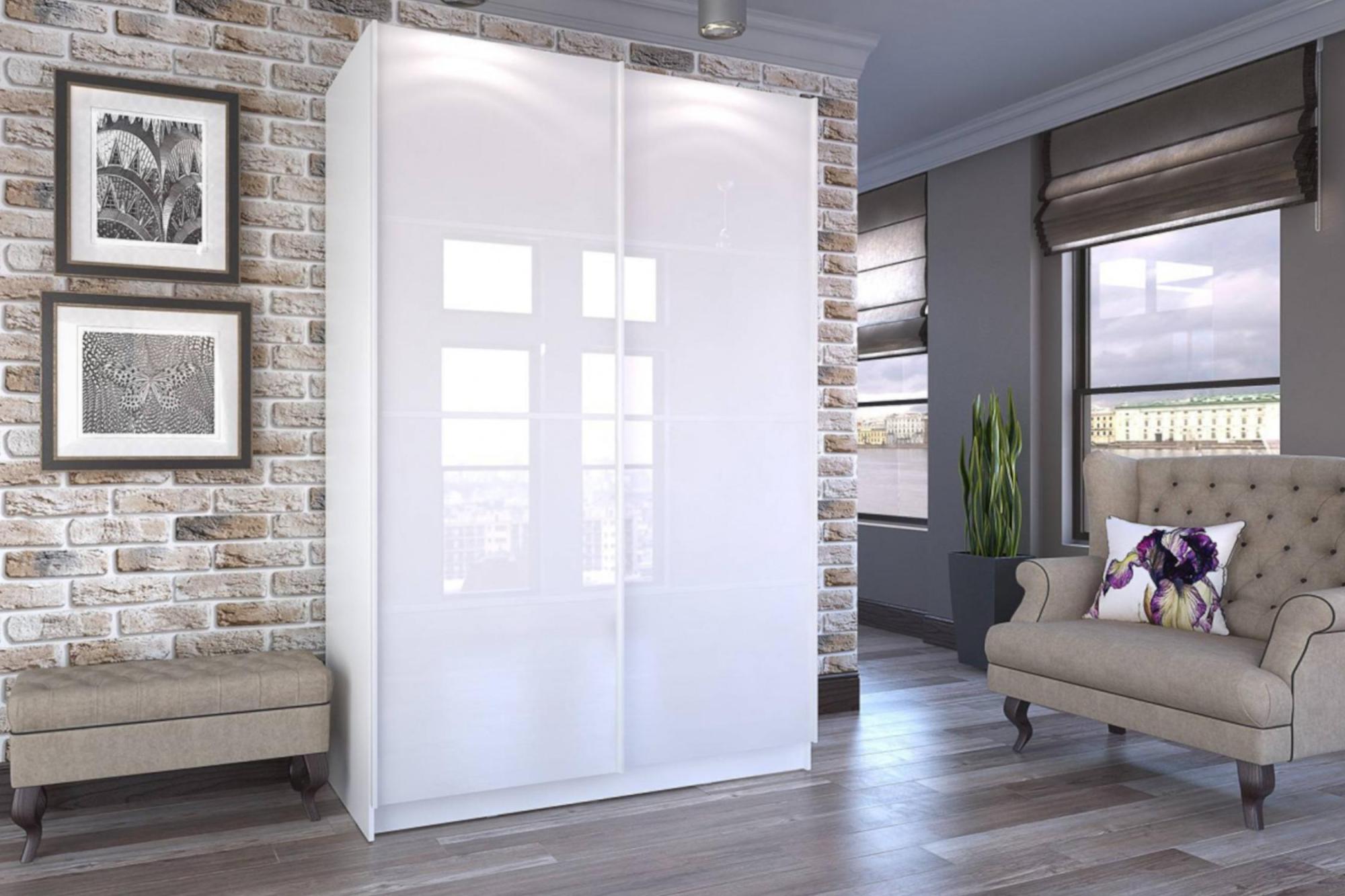 Шкаф-купе Марвин белый / белый глянец Шкаф-купе Марвин белый / белый глянец