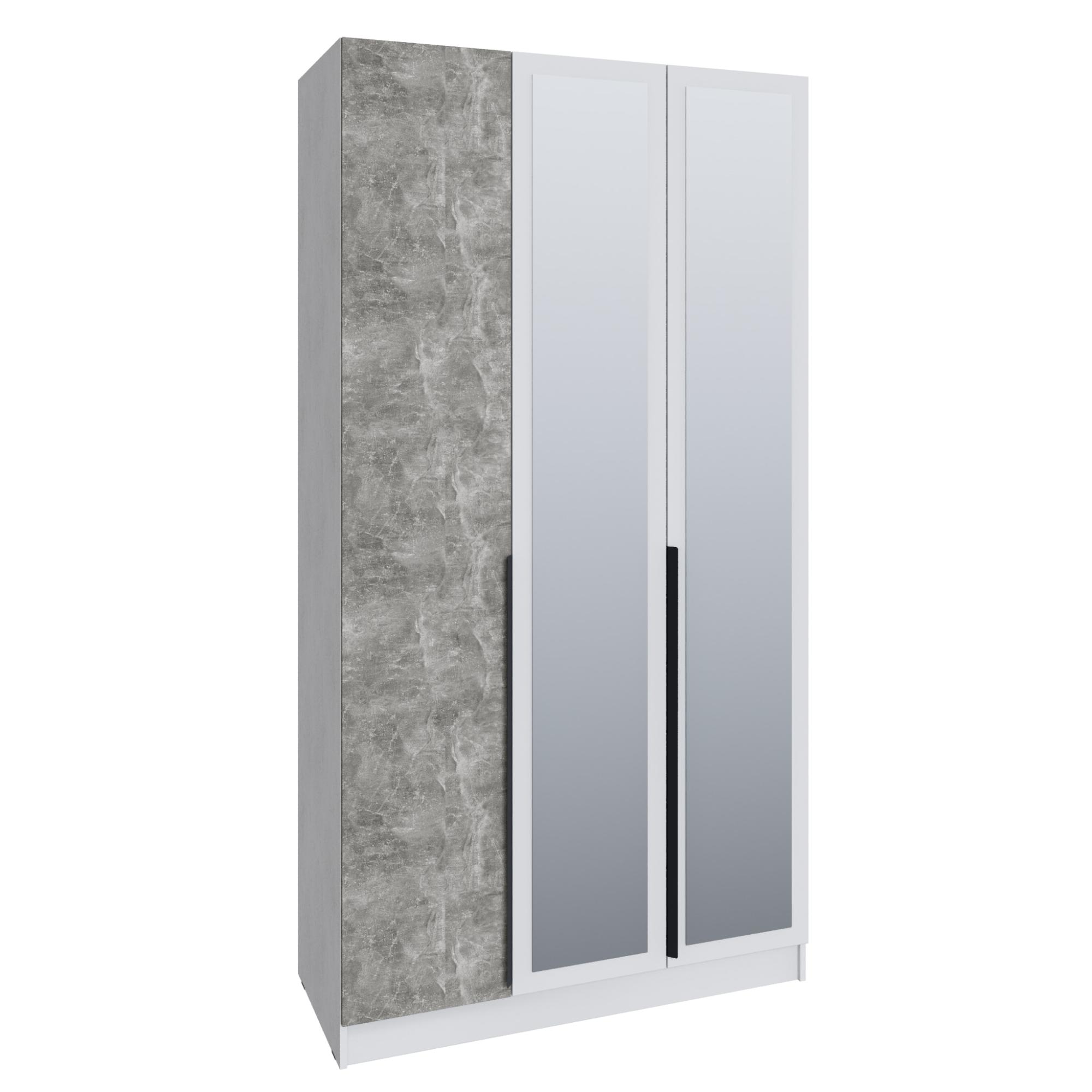 Шкаф Мадрид (1,2) с 3 ящ. внутри с зеркалом белый/ателье светлое