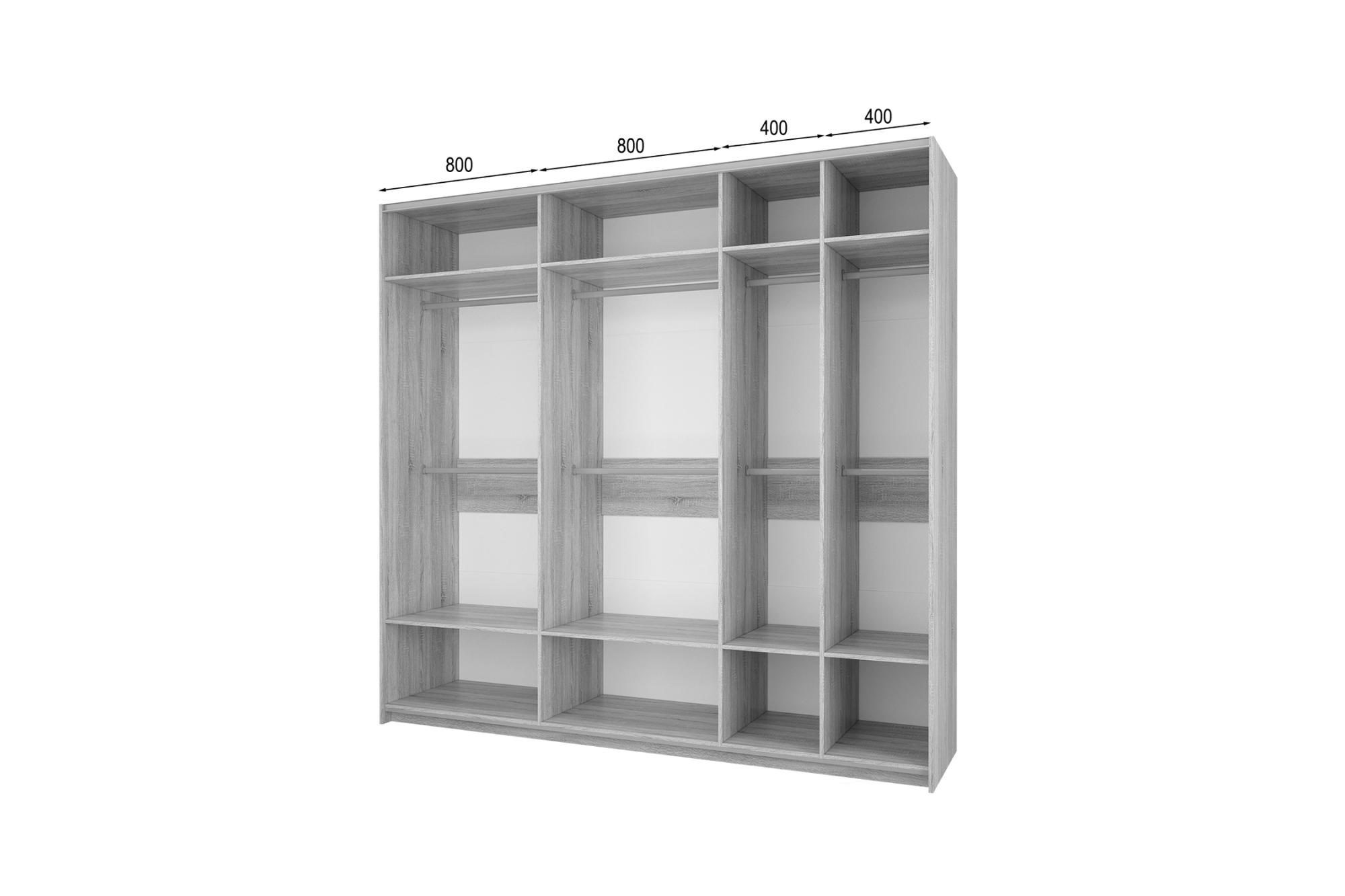 Шкаф-купе Fortune-14 2.4 м тип 3 сонома / белый / зеркало