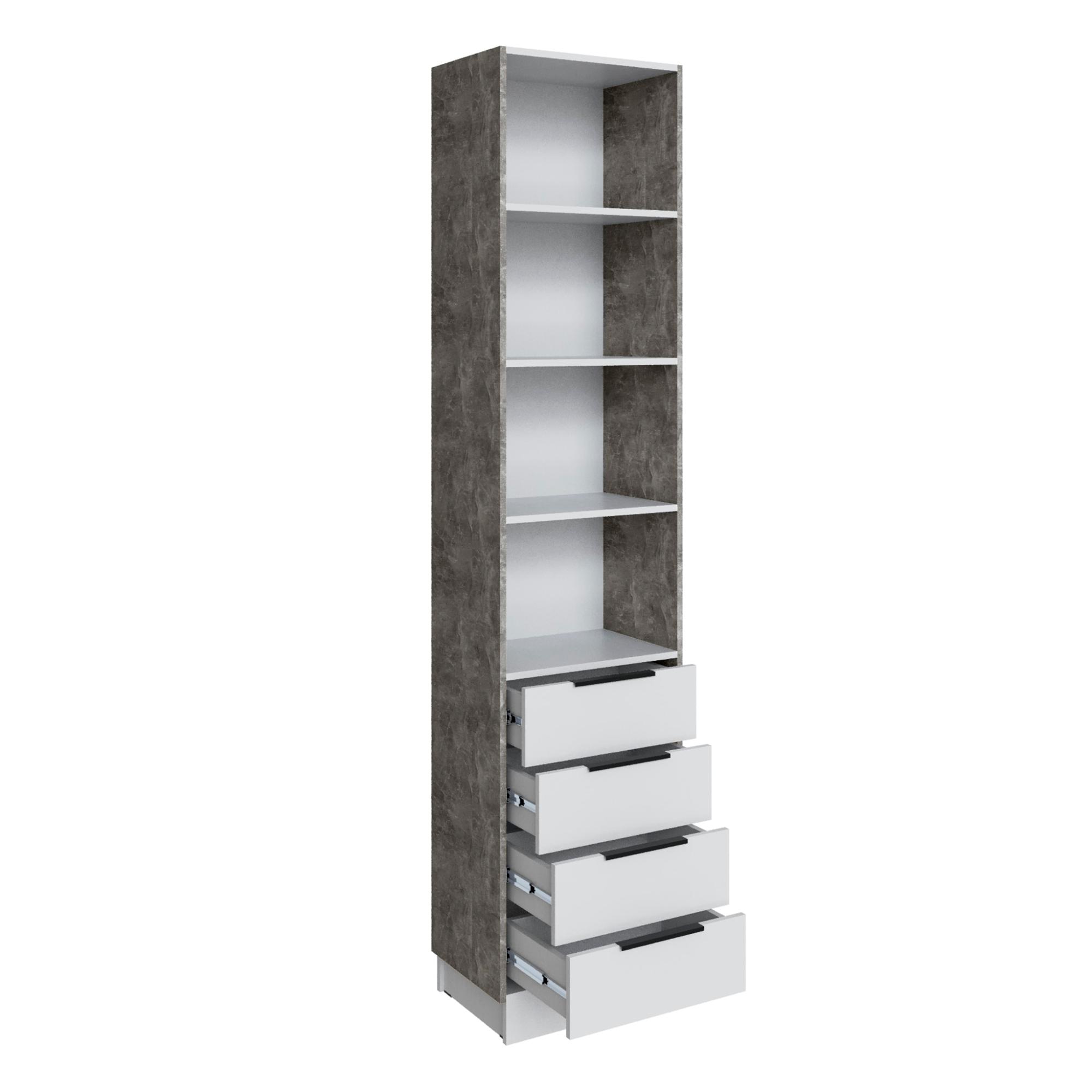 Шкаф Мадрид торцевой (0,35) с 4 ящ. белый/ателье светлое