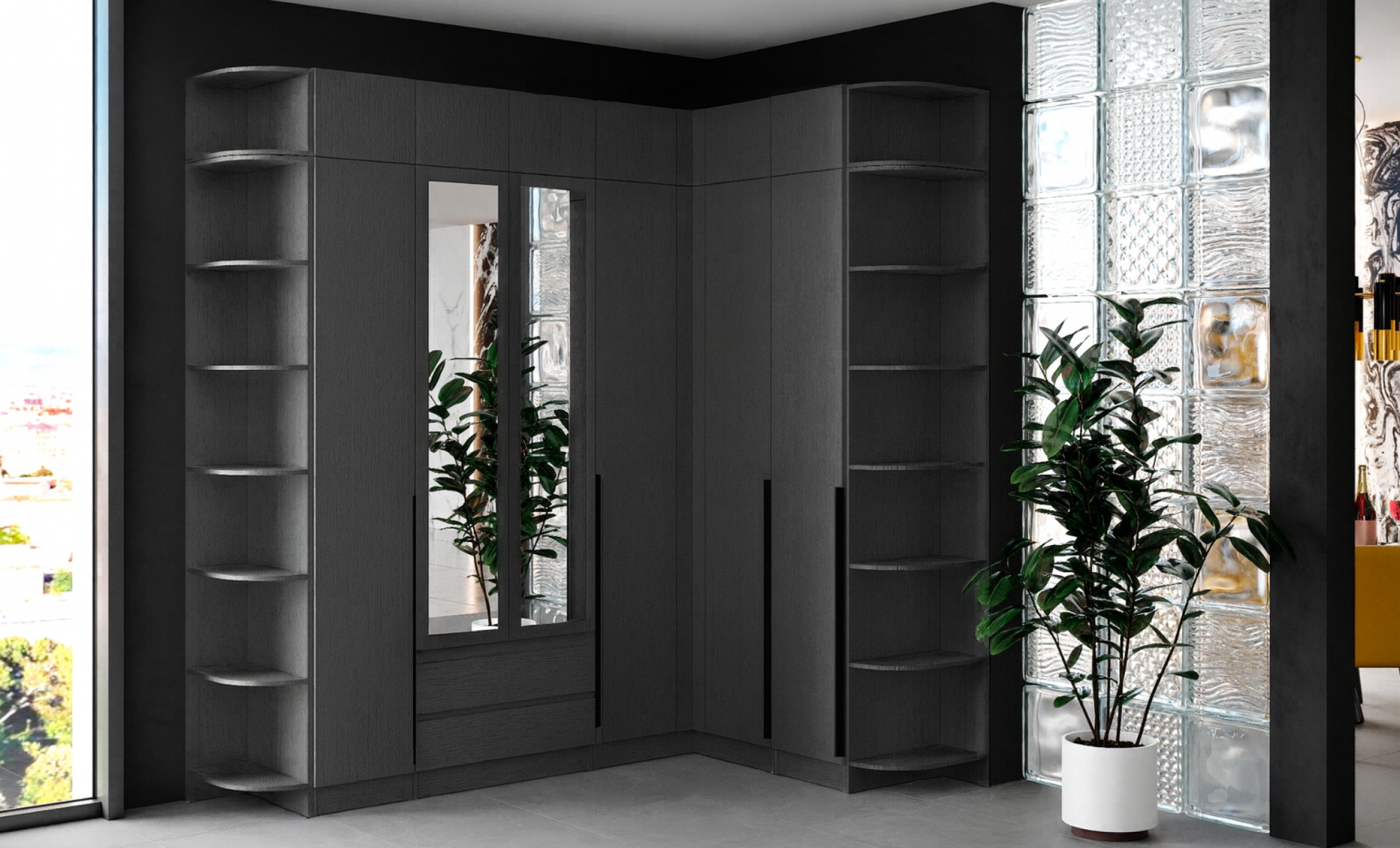 Шкаф Мадрид торцевой (0,25) графит серый