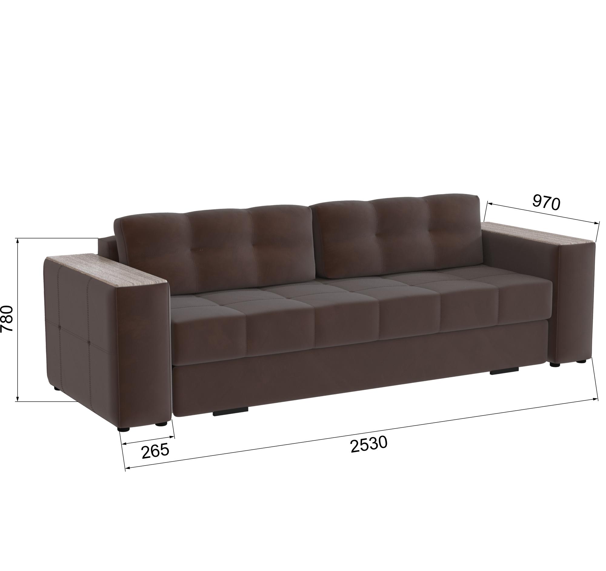 Диван раскладной Виконт, коричневый/мдф сандал белый